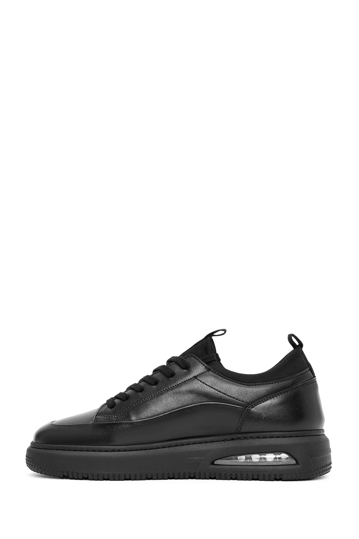 Erkek Siyah Bağcıklı Deri Sneaker - Image 2