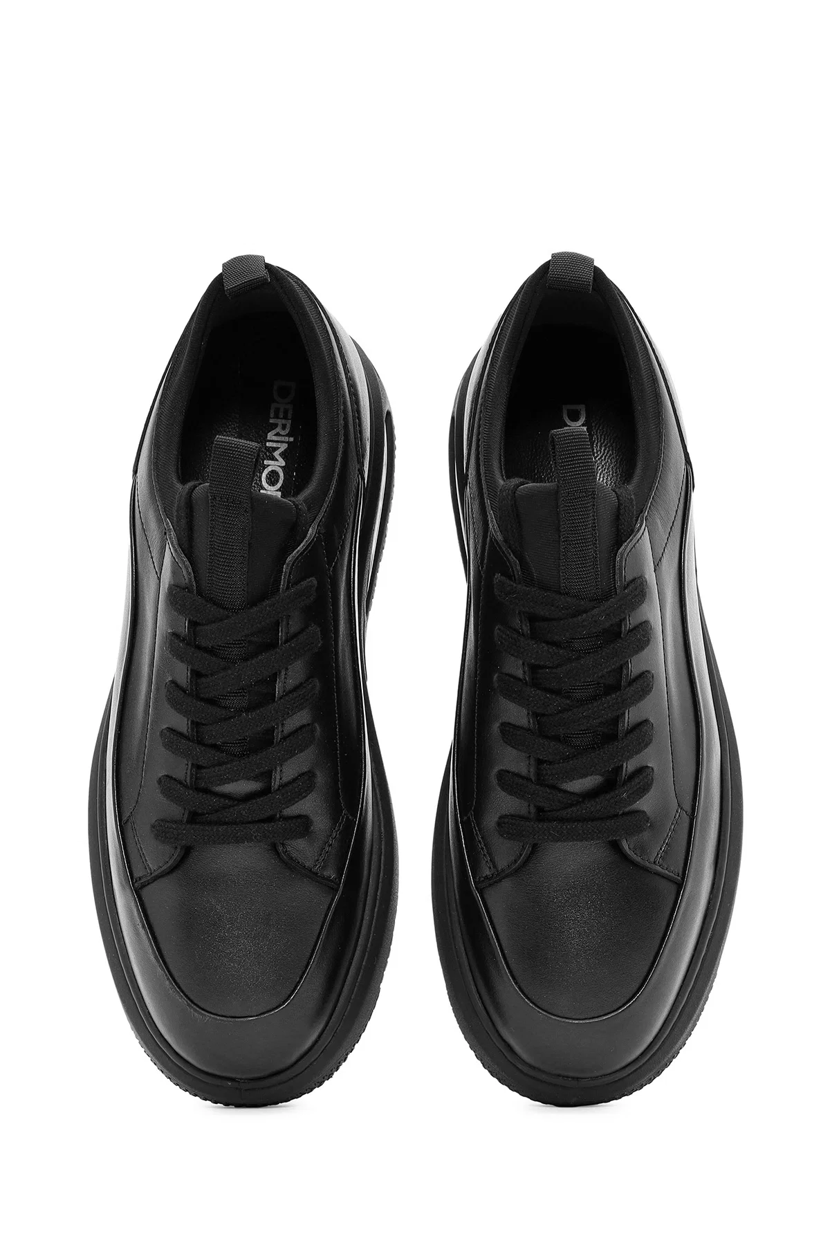Erkek Siyah Bağcıklı Deri Sneaker - Image 7
