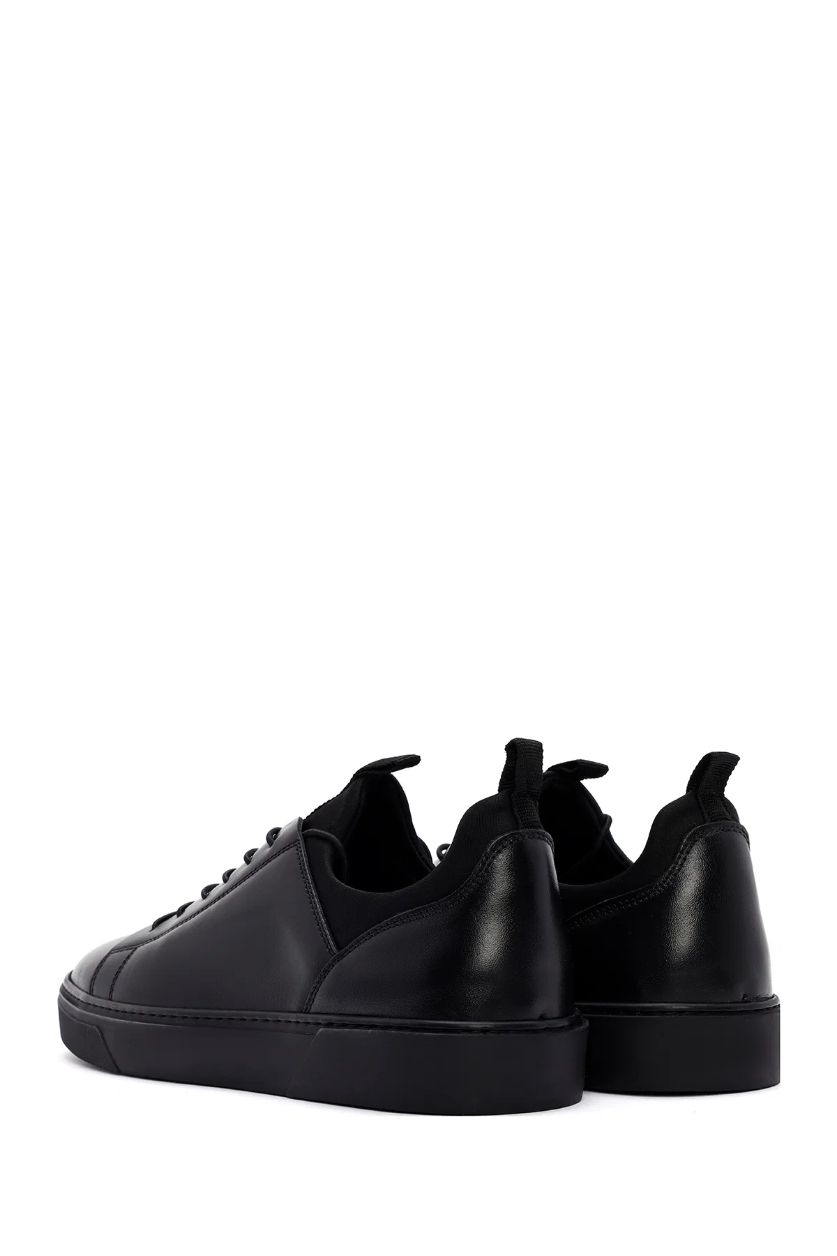 Erkek Siyah Bağcıklı Deri Sneaker - Image 5
