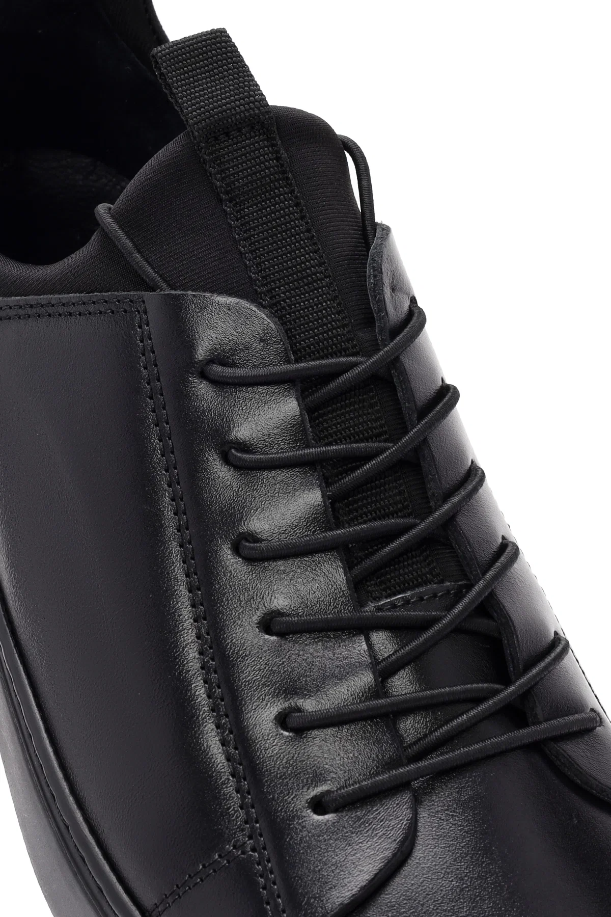Erkek Siyah Bağcıklı Deri Sneaker - Image 9