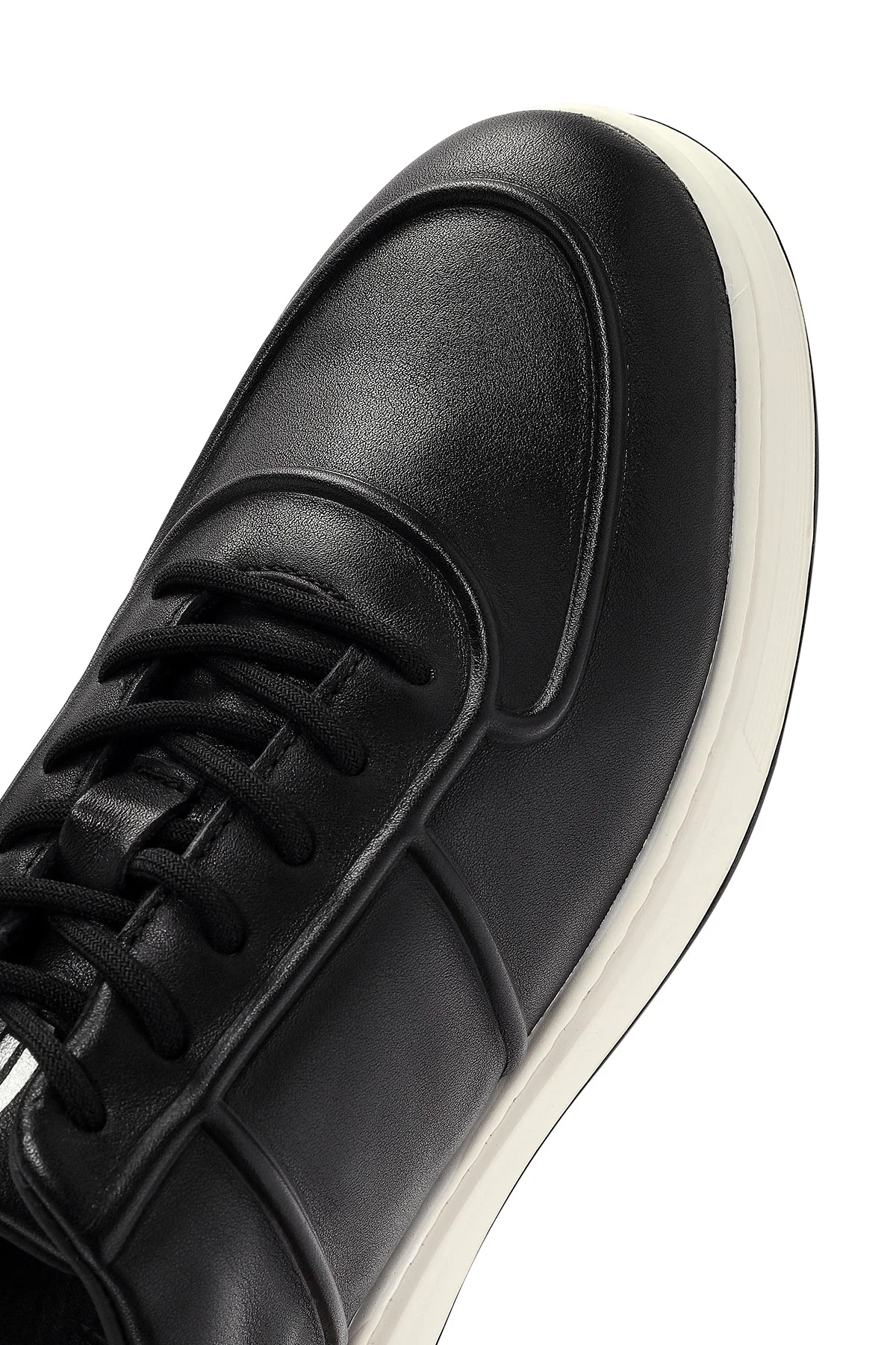 Erkek Siyah Bağcıklı Deri Sneaker - Image 10