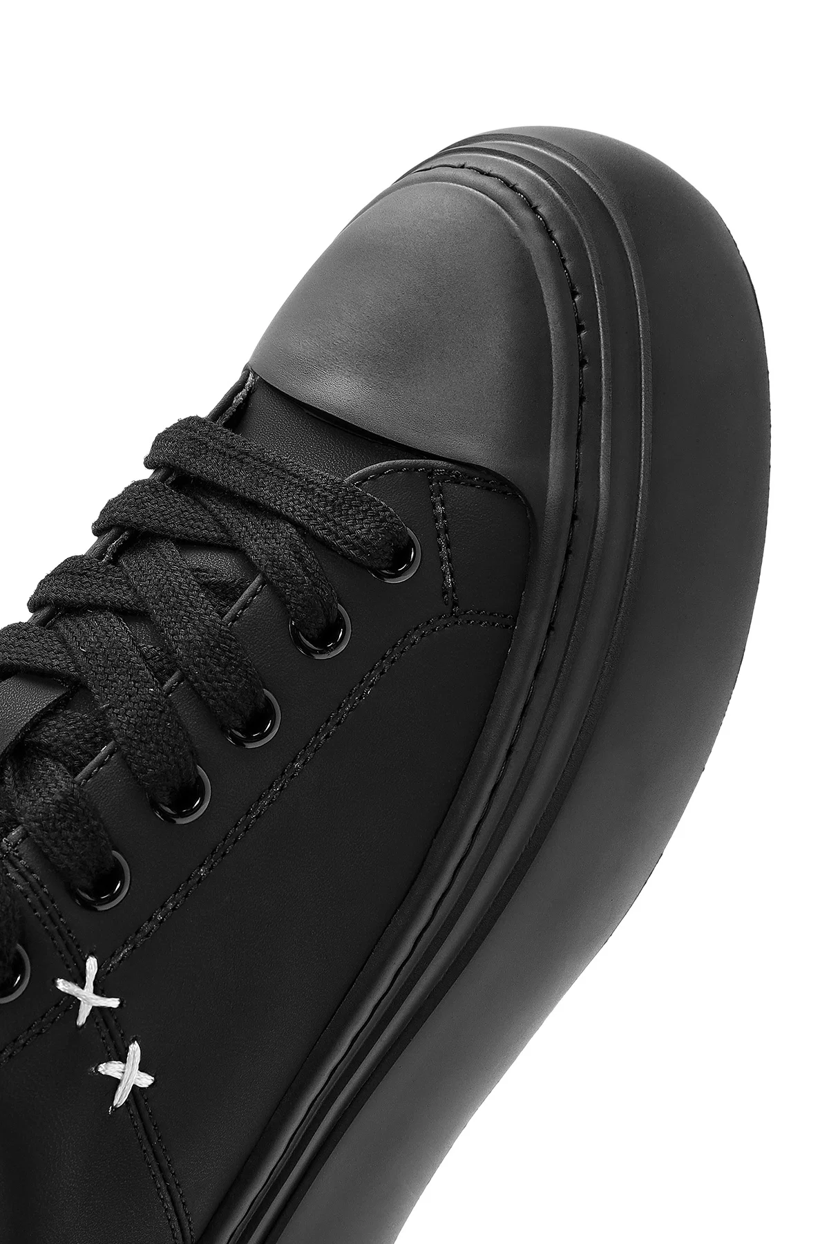 Erkek Siyah Bağcıklı Deri Sneaker - Image 10