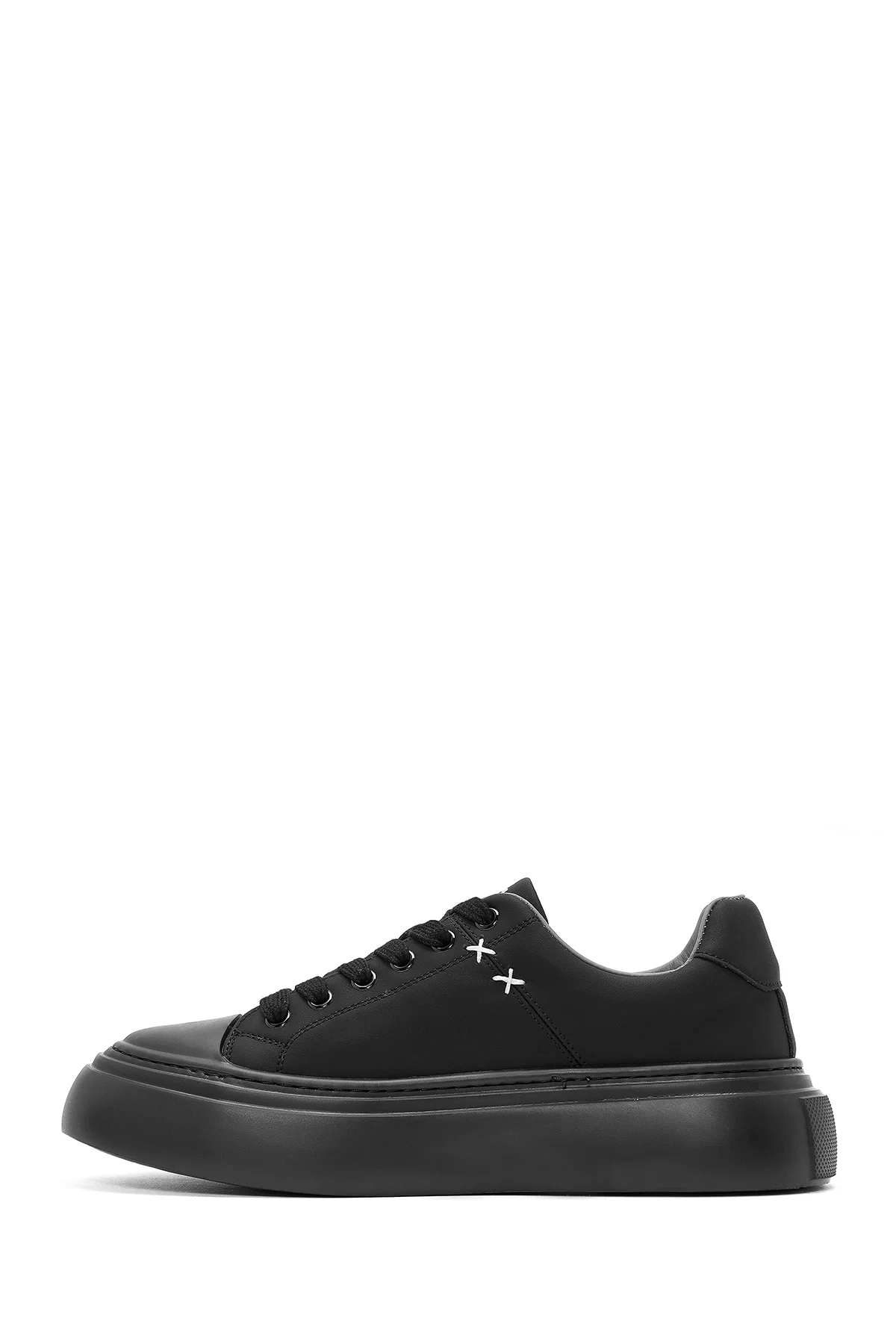 Erkek Siyah Bağcıklı Deri Sneaker - Image 2