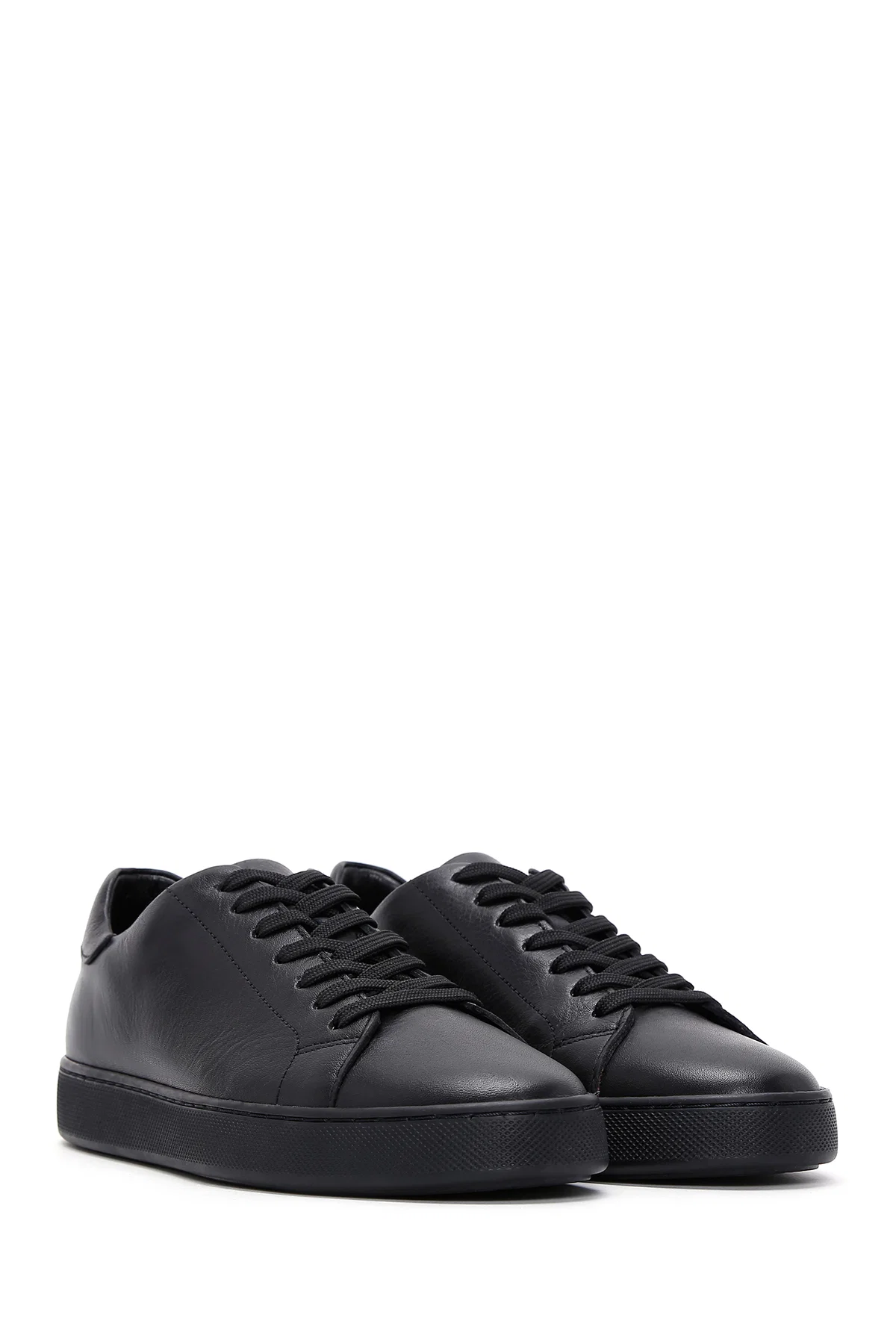 Erkek Siyah Bağcıklı Deri Sneaker - Image 3