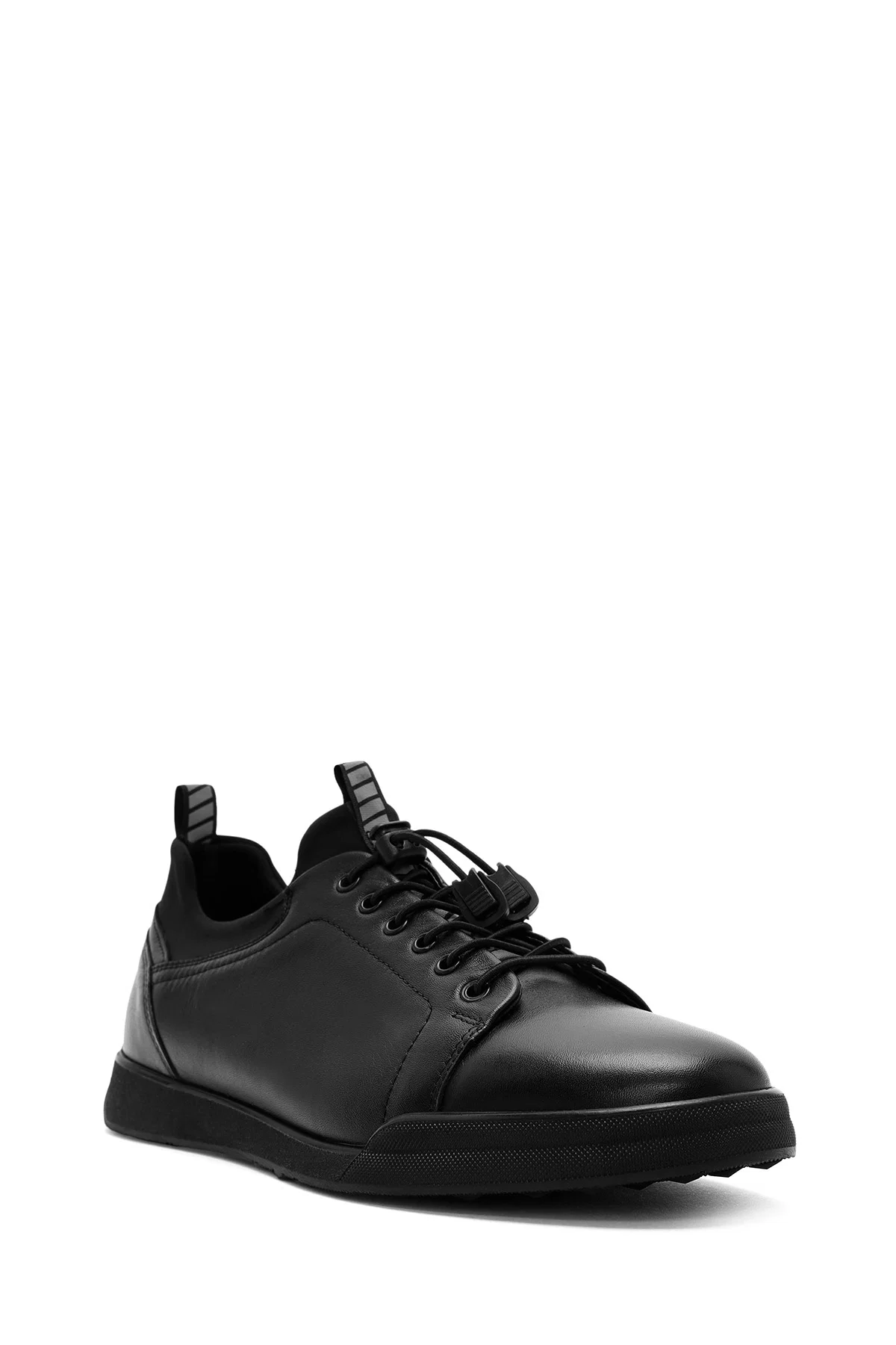Erkek Siyah Bağcıklı Deri Sneaker - Image 6