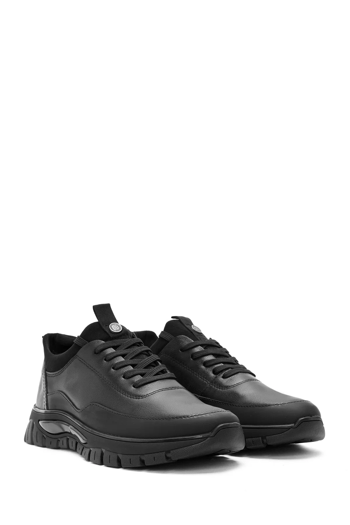 Erkek Siyah Bağcıklı Deri Sneaker - Image 3