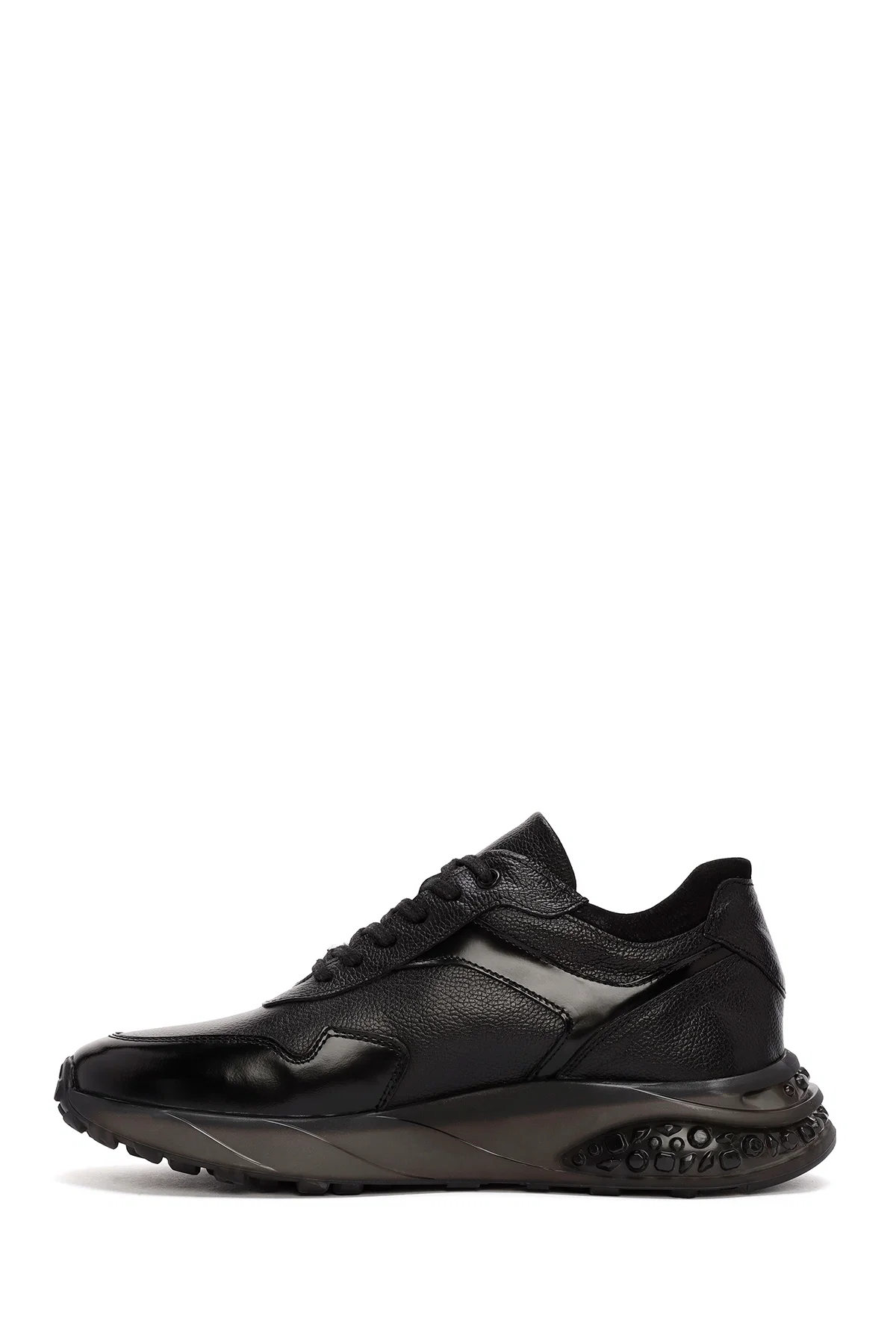 Erkek Siyah Bağcıklı Deri Sneaker - Image 2