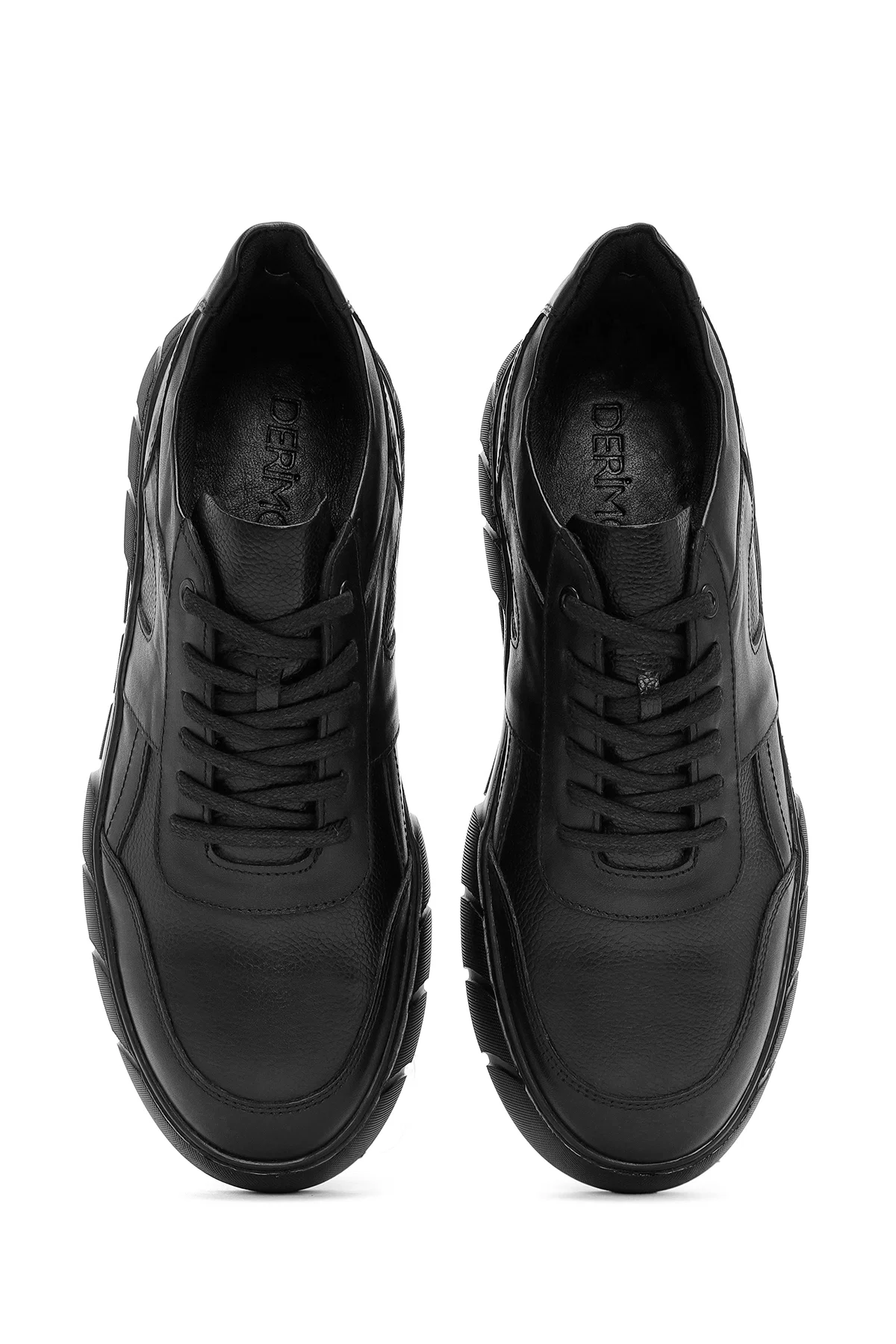 Erkek Siyah Bağcıklı Deri Sneaker - Image 7
