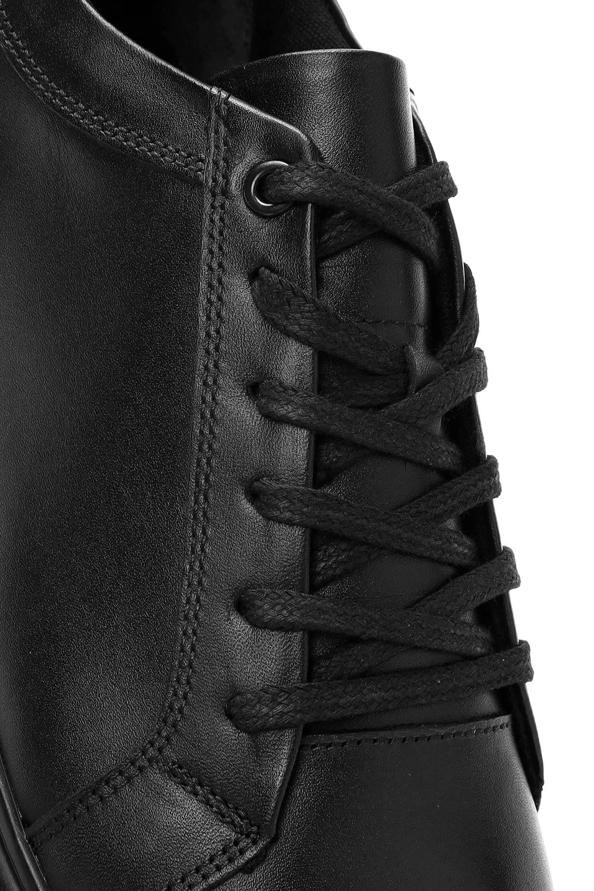Erkek Siyah Bağcıklı Deri Sneaker - Image 10