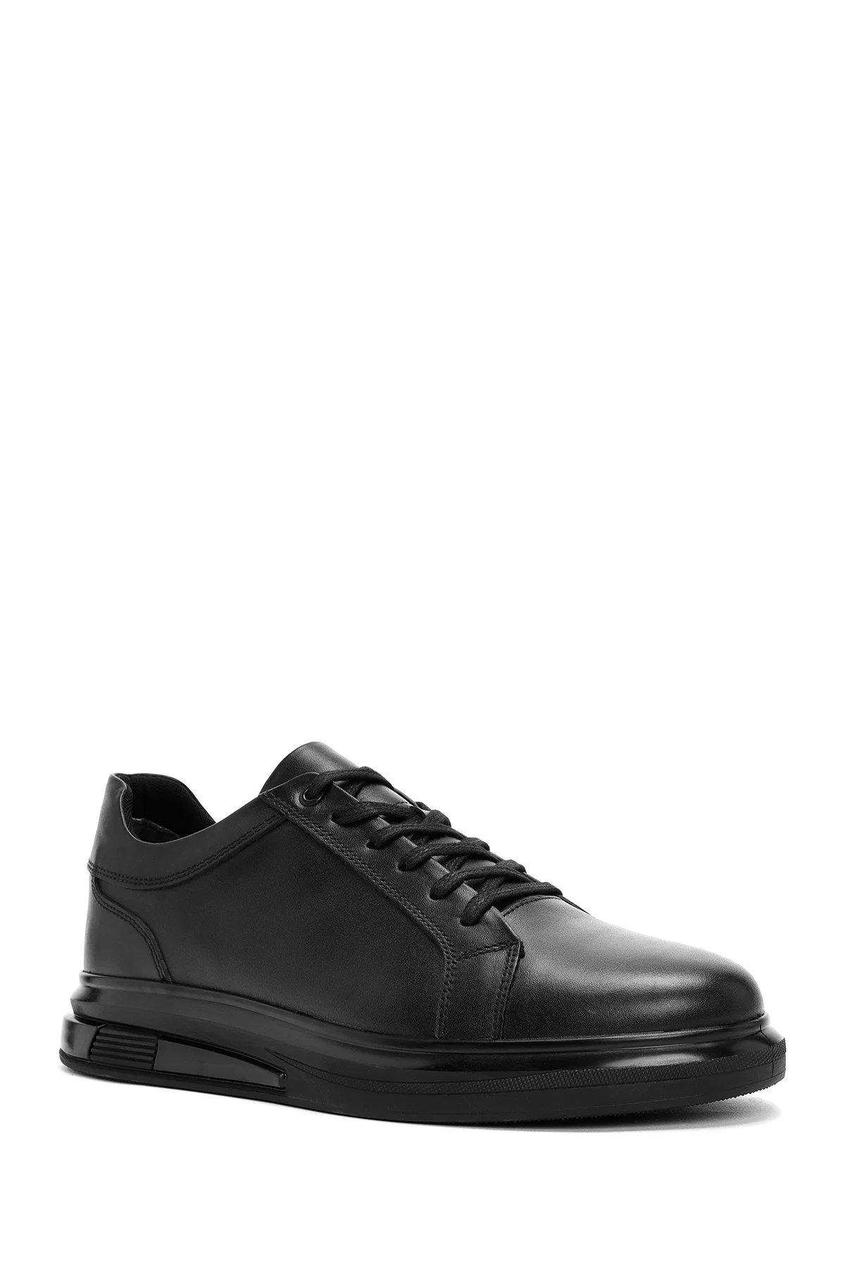 Erkek Siyah Bağcıklı Deri Sneaker - Image 6