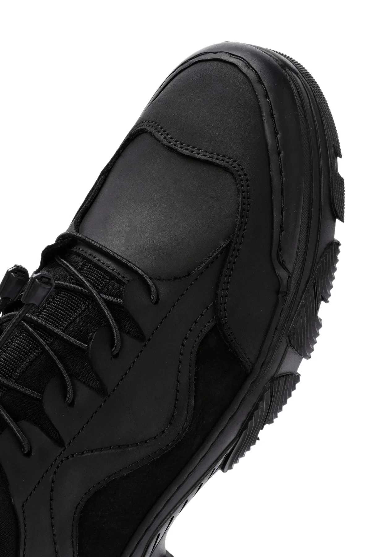 Erkek Siyah Bağcıklı Deri Sneaker - Image 10