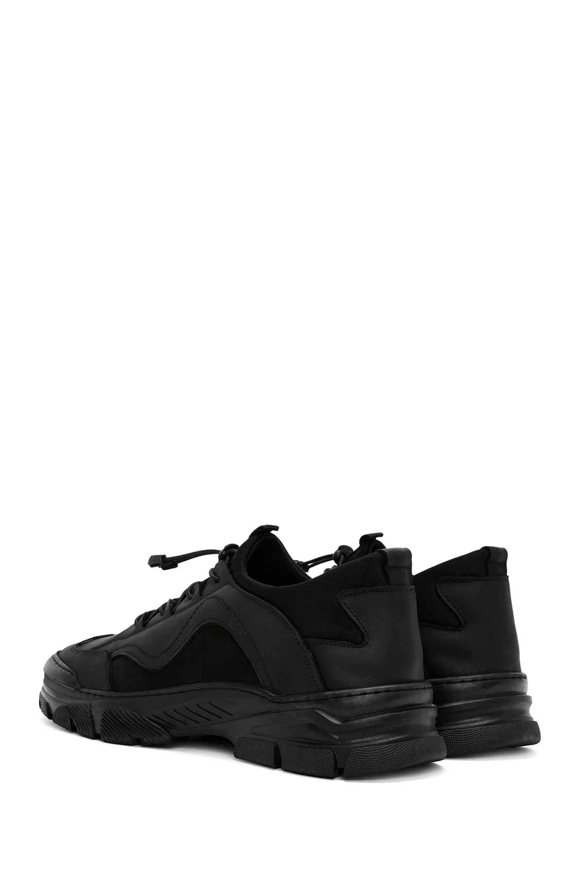 Erkek Siyah Bağcıklı Deri Sneaker - Image 5