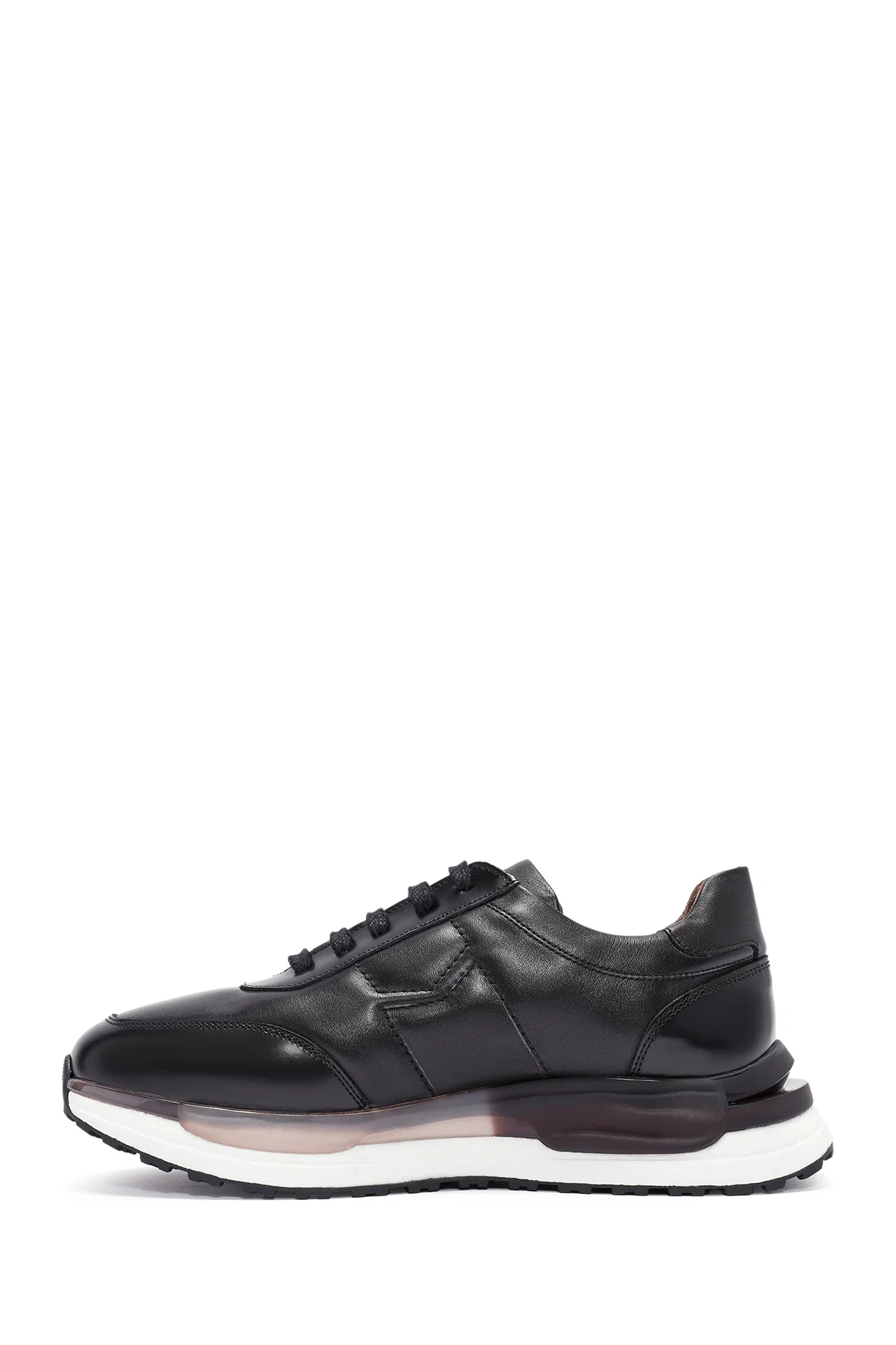 Erkek Siyah Bağcıklı Deri Sneaker - Image 2