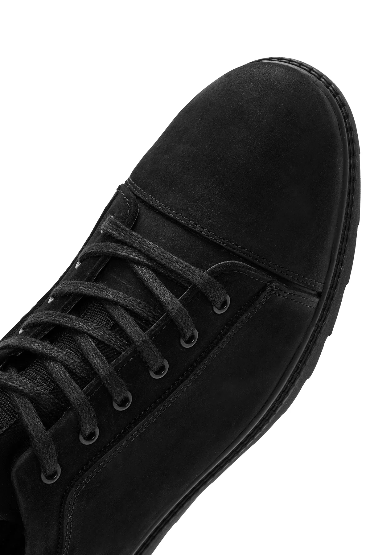 Erkek Siyah Bağcıklı Deri Sneaker - Image 10