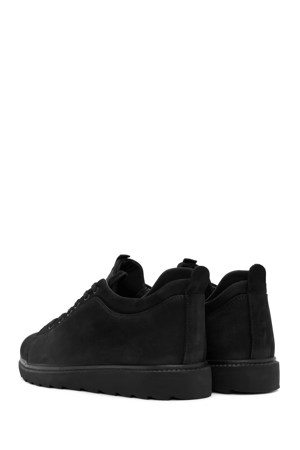 Erkek Siyah Bağcıklı Deri Sneaker - Image 5