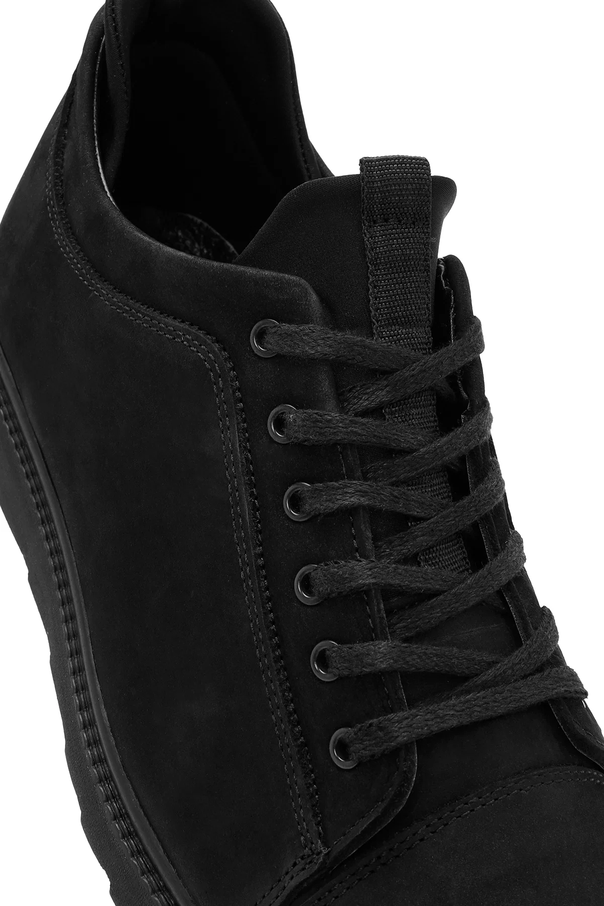 Erkek Siyah Bağcıklı Deri Sneaker - Image 9