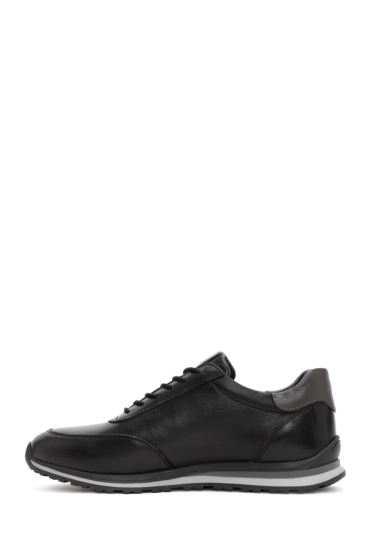 Erkek Siyah Bağcıklı Deri Sneaker - Image 2