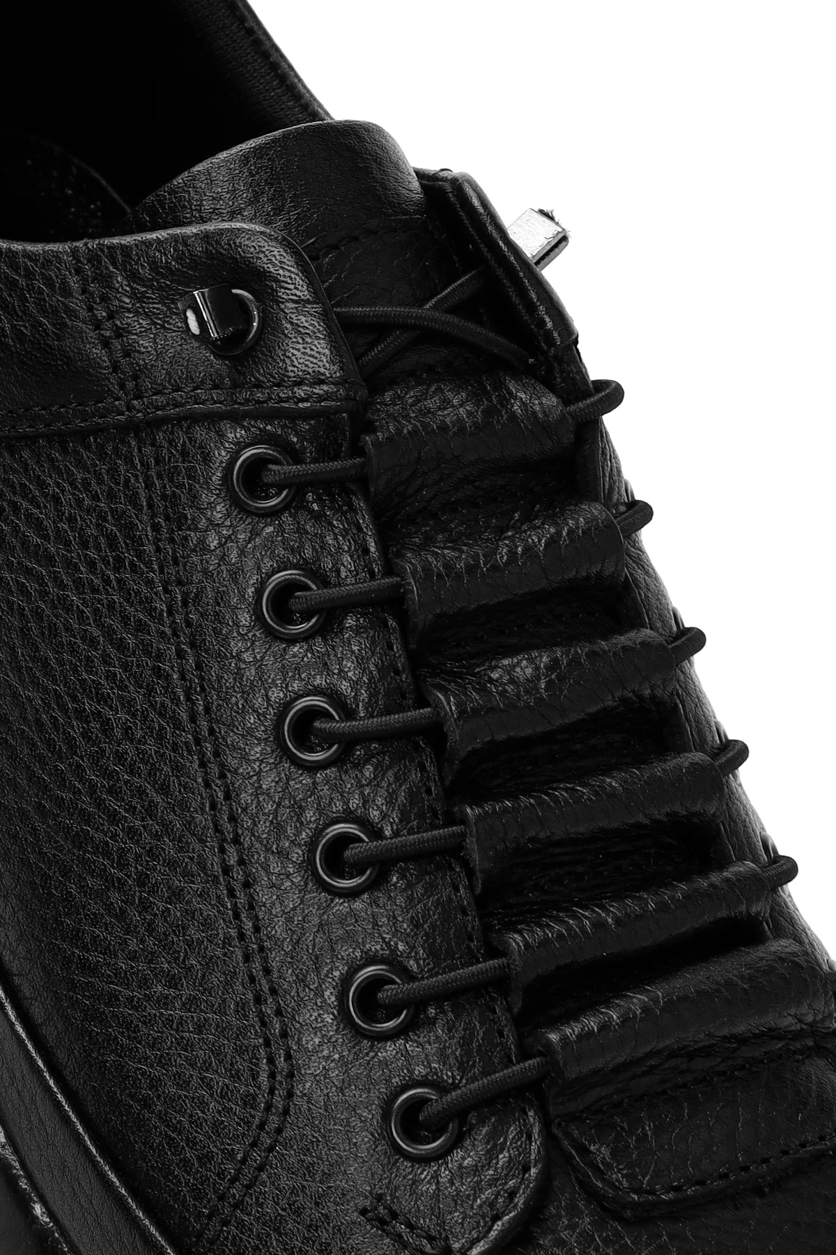 Erkek Siyah Bağcıklı Deri Sneaker - Image 10