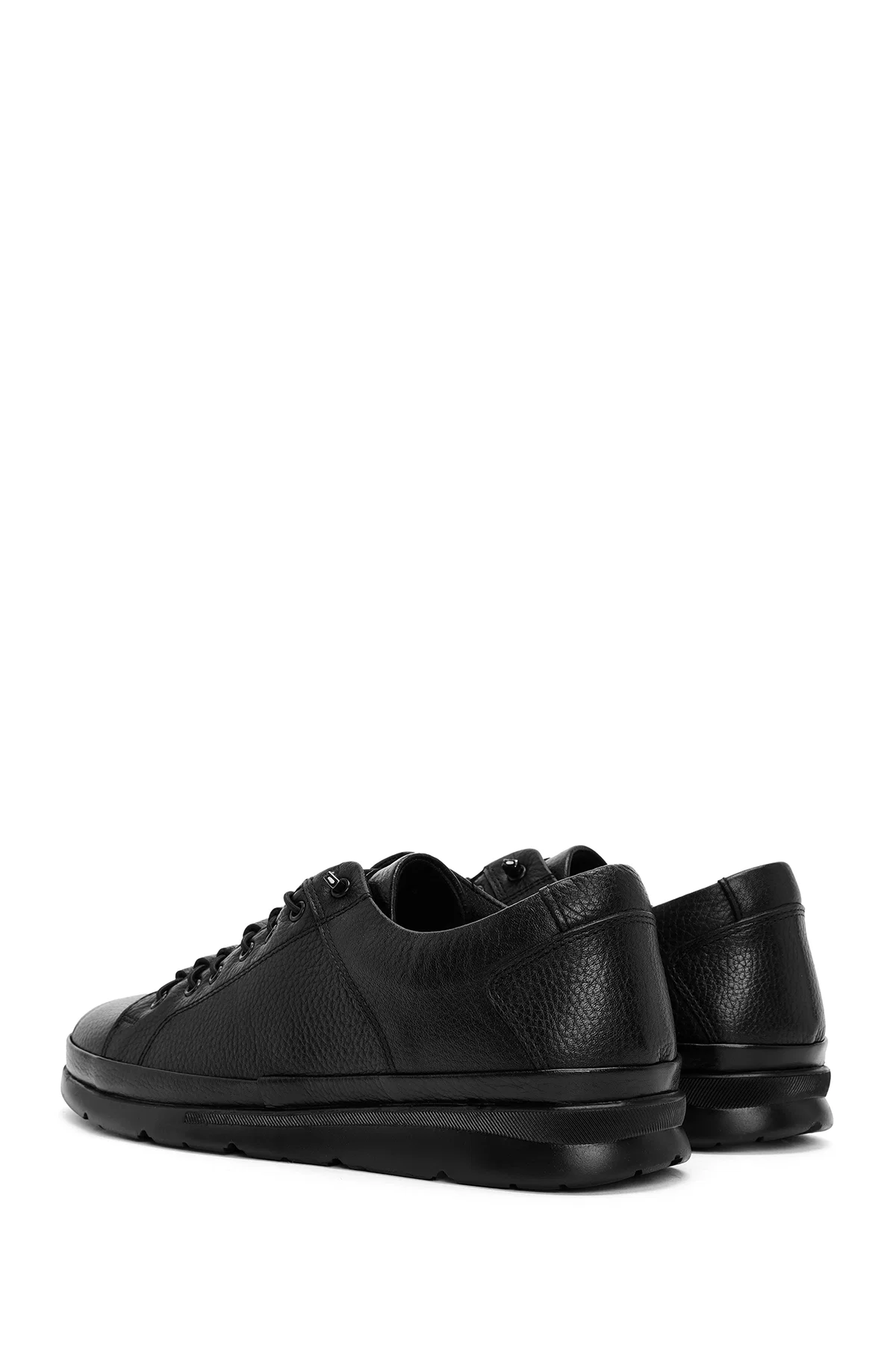 Erkek Siyah Bağcıklı Deri Sneaker - Image 5
