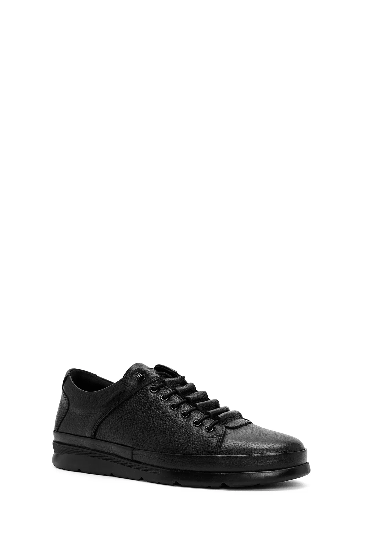 Erkek Siyah Bağcıklı Deri Sneaker - Image 6