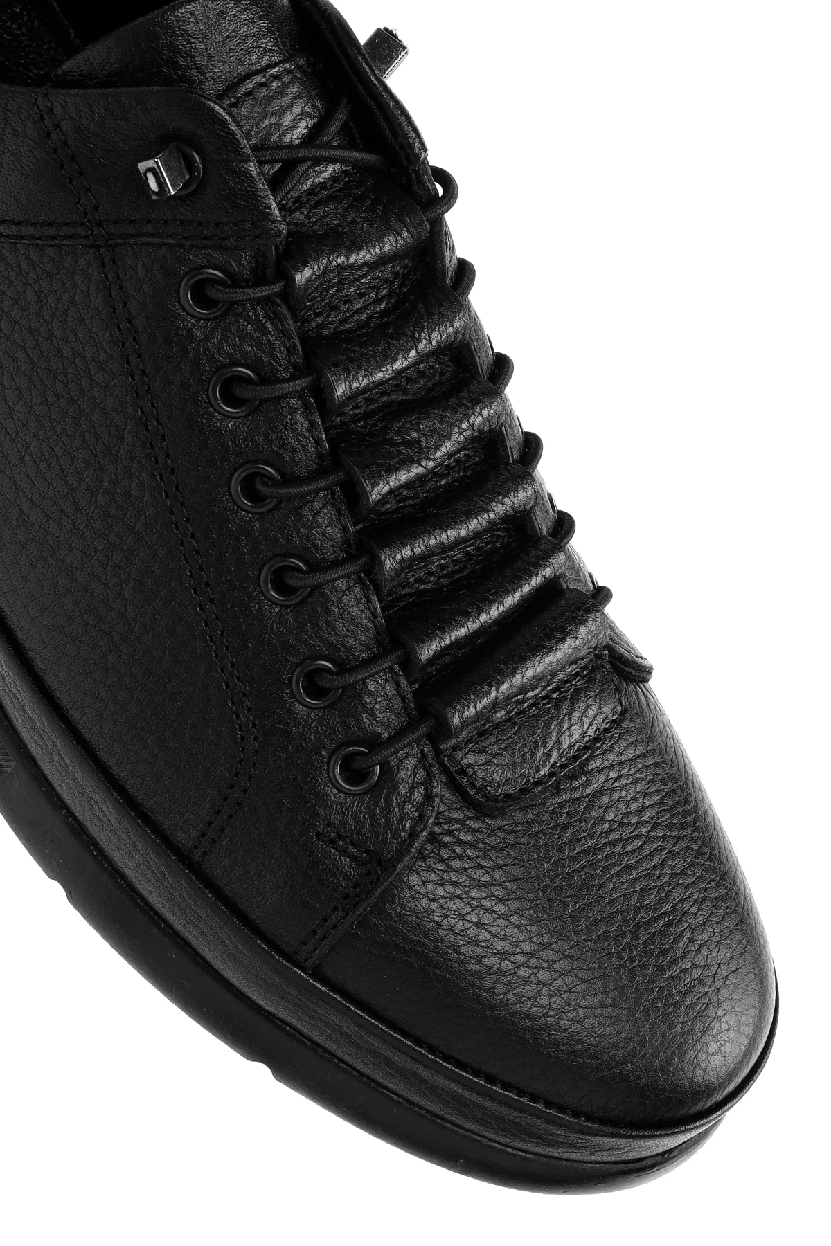 Erkek Siyah Bağcıklı Deri Sneaker - Image 9