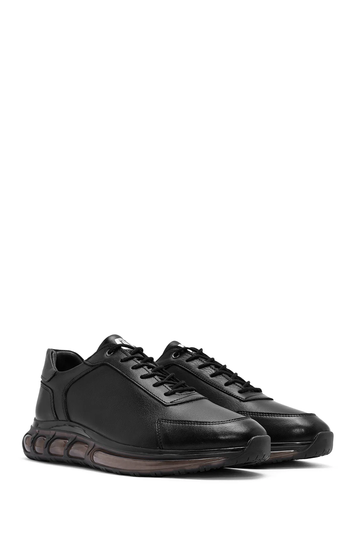 Erkek Siyah Bağcıklı Deri Sneaker - Image 3