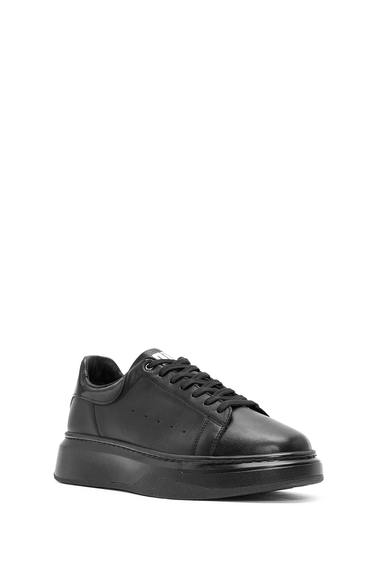 Erkek Siyah Bağcıklı Deri Sneaker - Image 6