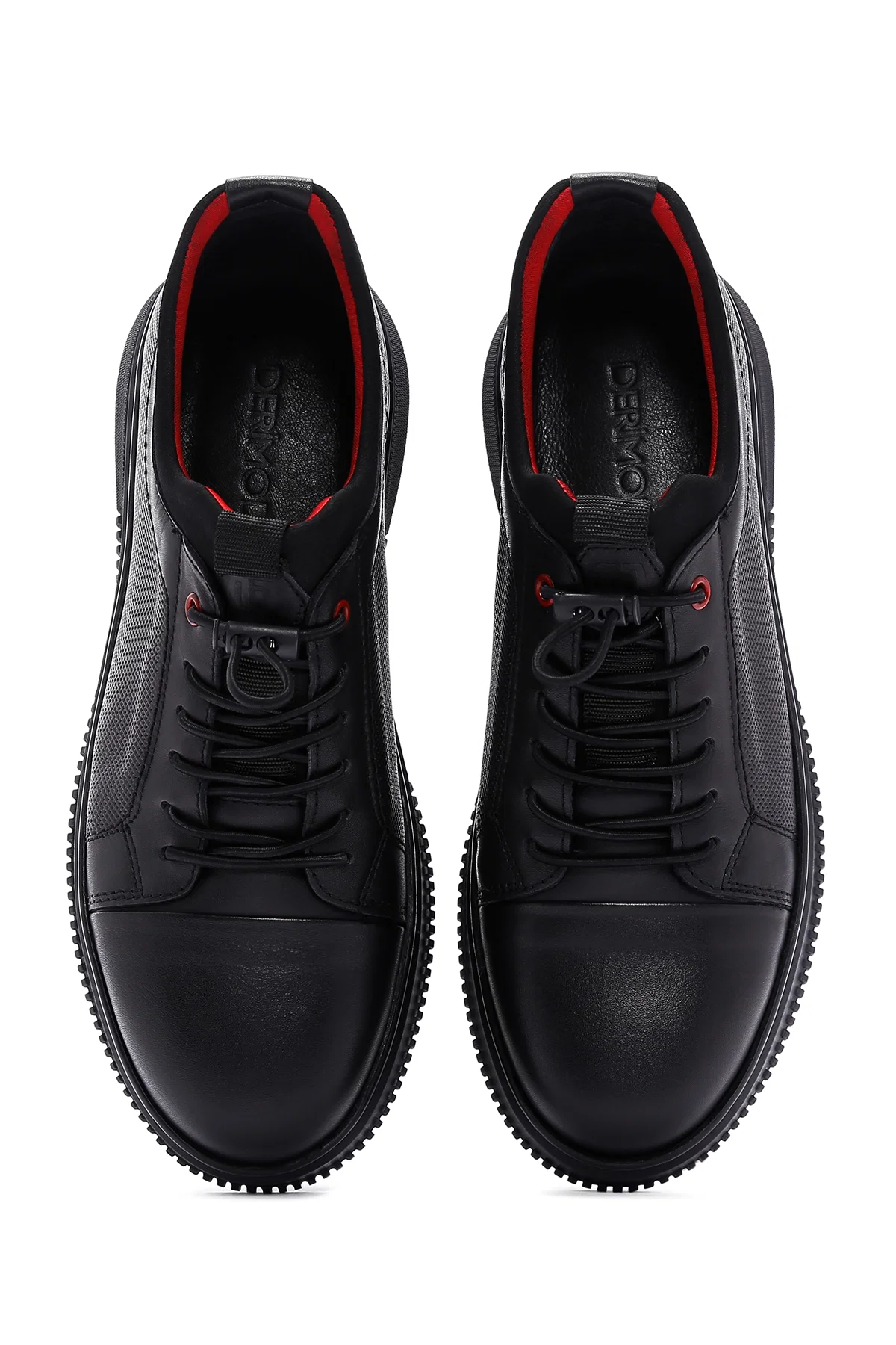 Erkek Siyah Bağcıklı Deri Sneaker - Image 6