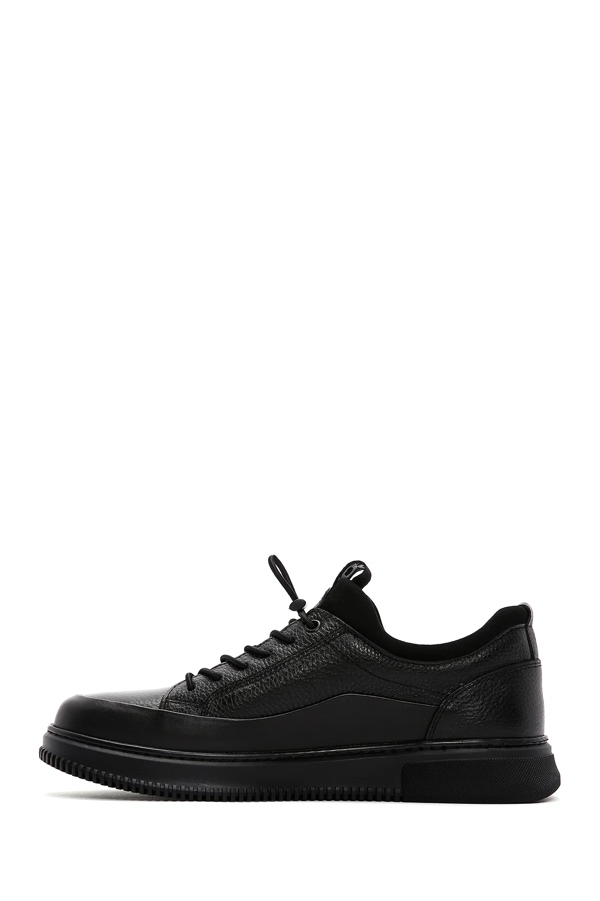 Erkek Siyah Bağcıklı Deri Sneaker - Image 2