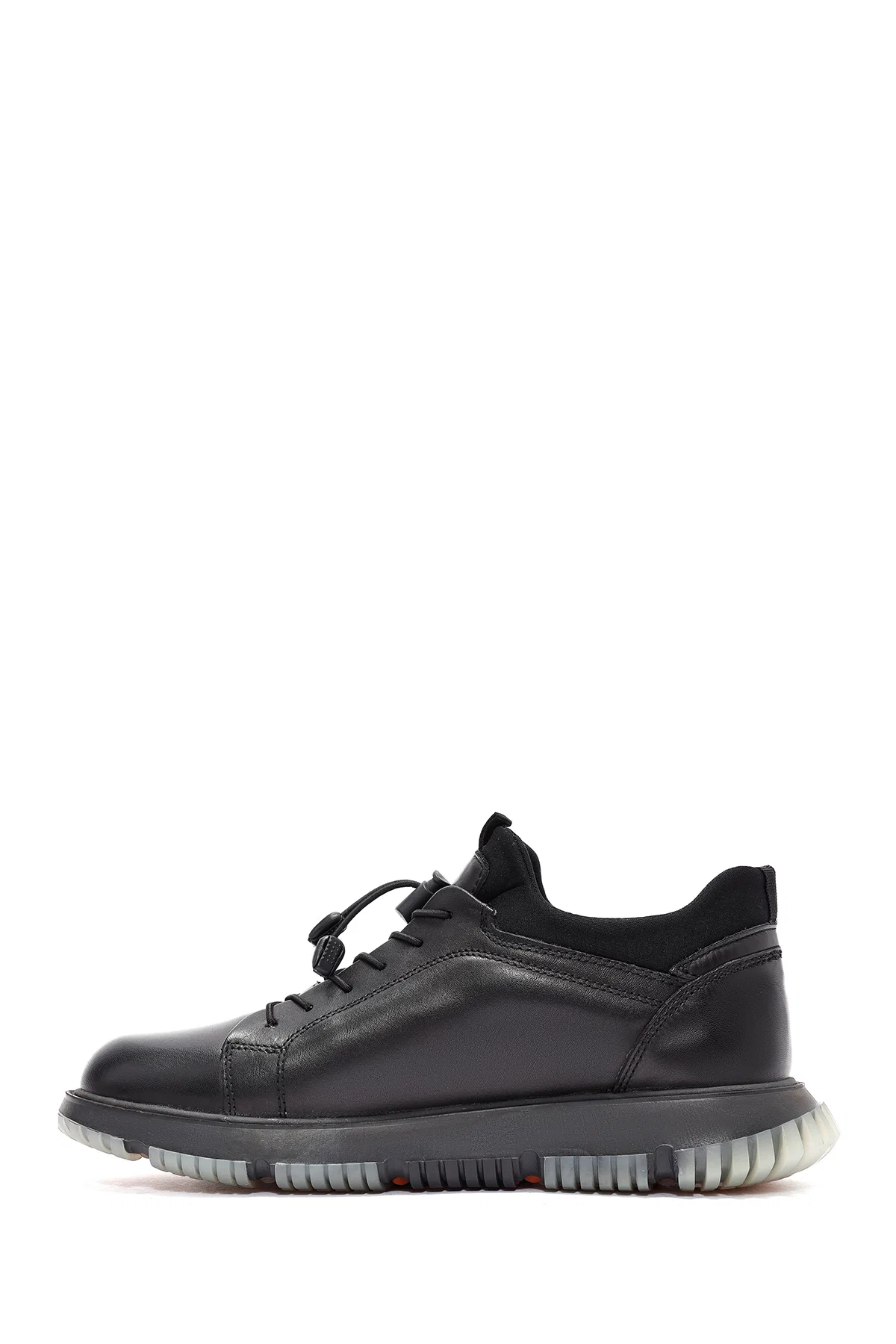 Erkek Siyah Bağcıklı Deri Sneaker - Image 2