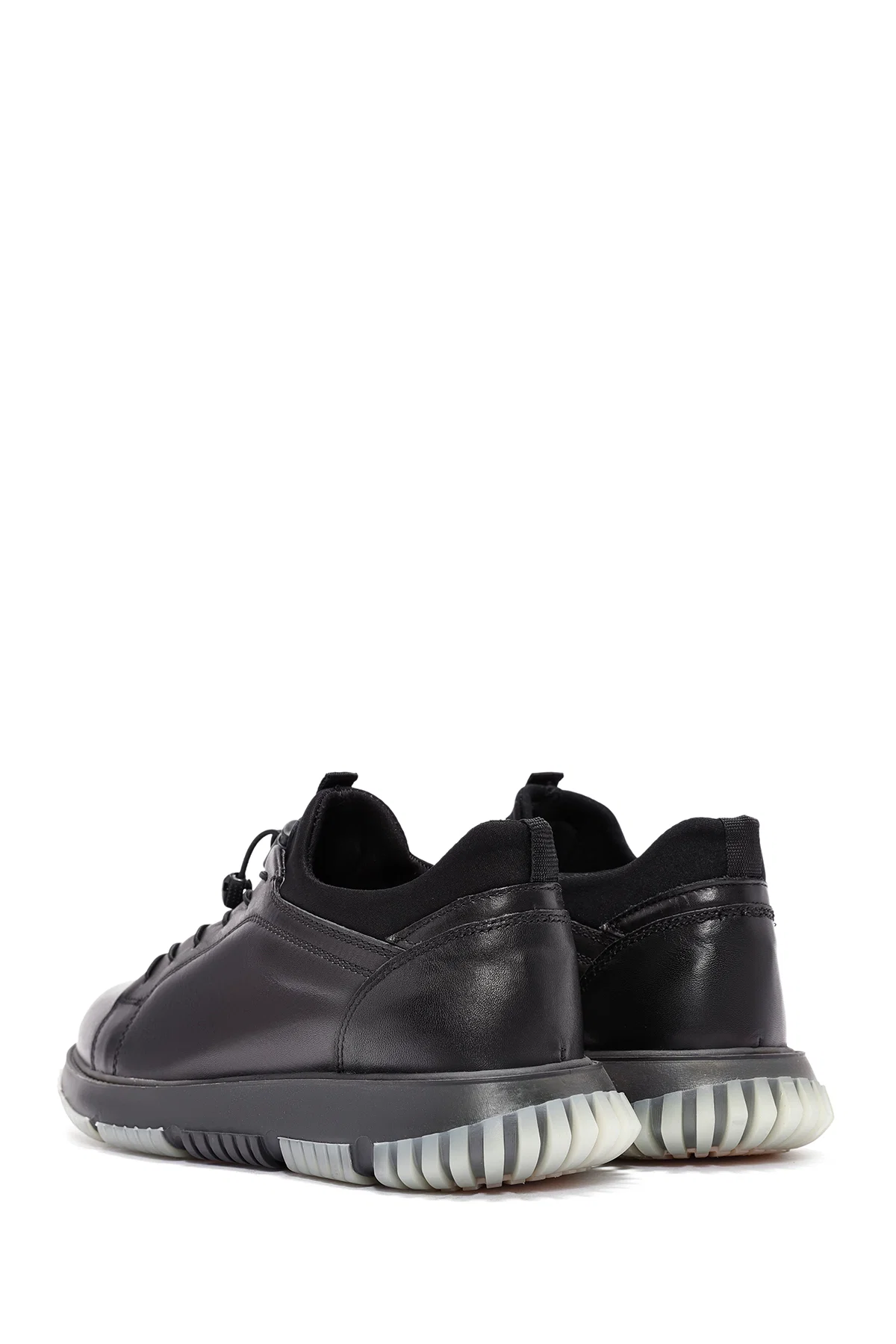 Erkek Siyah Bağcıklı Deri Sneaker - Image 5
