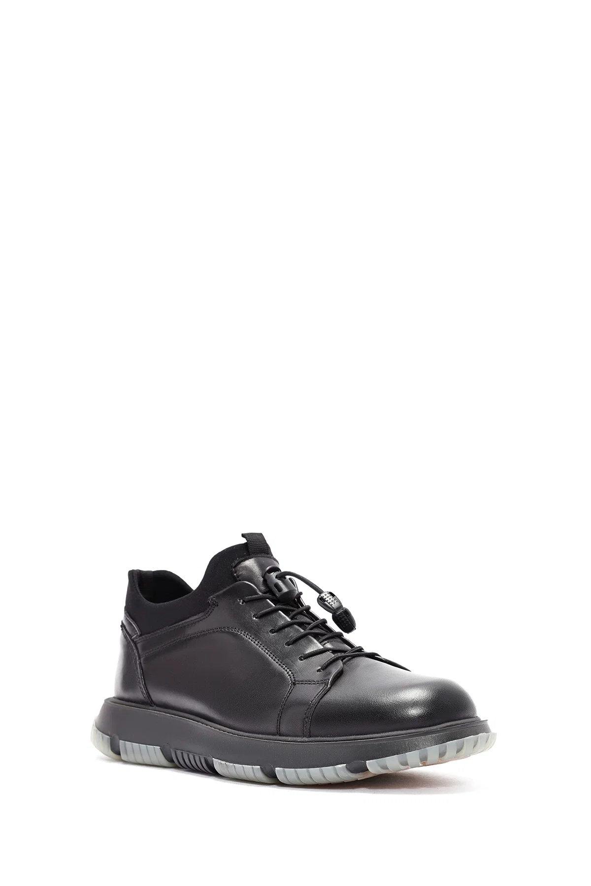 Erkek Siyah Bağcıklı Deri Sneaker - Image 6