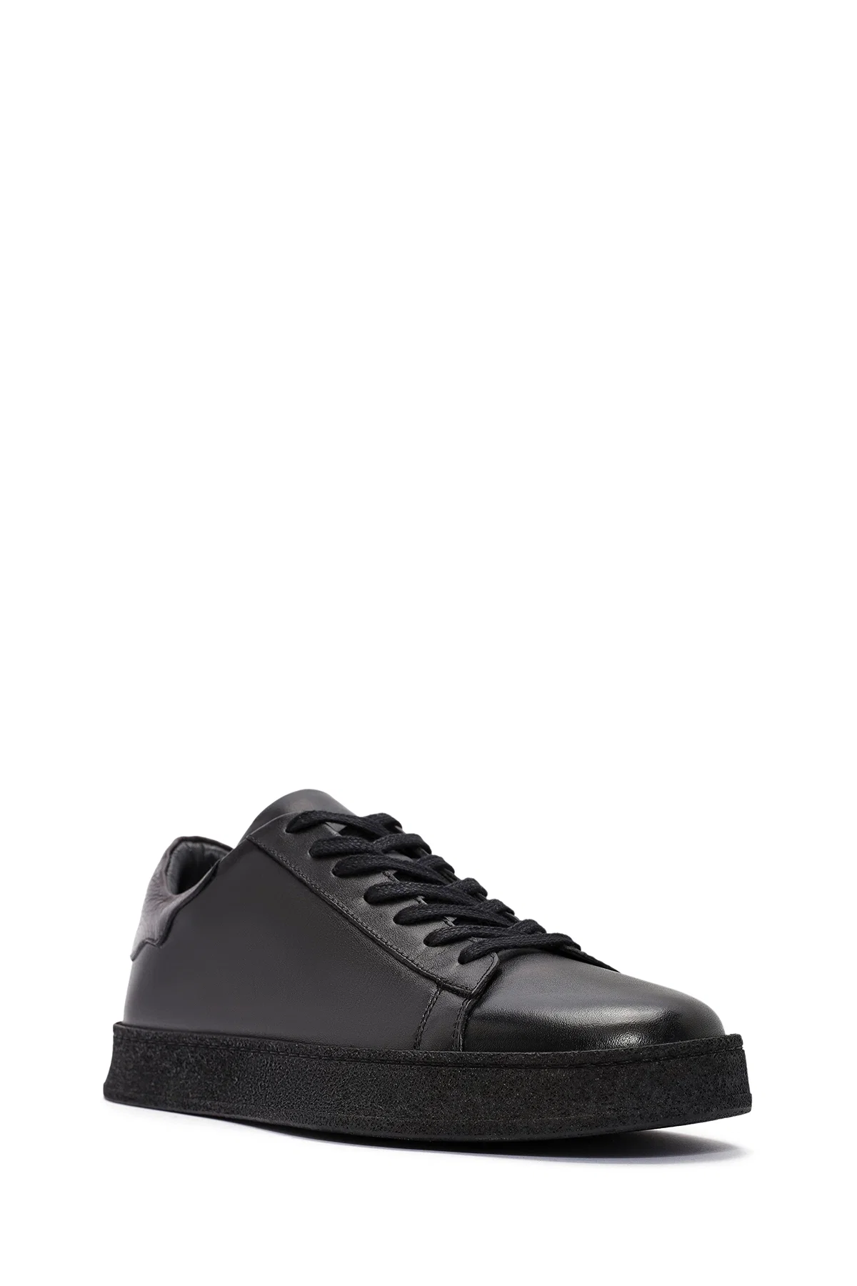 Erkek Siyah Bağcıklı Deri Sneaker - Image 6