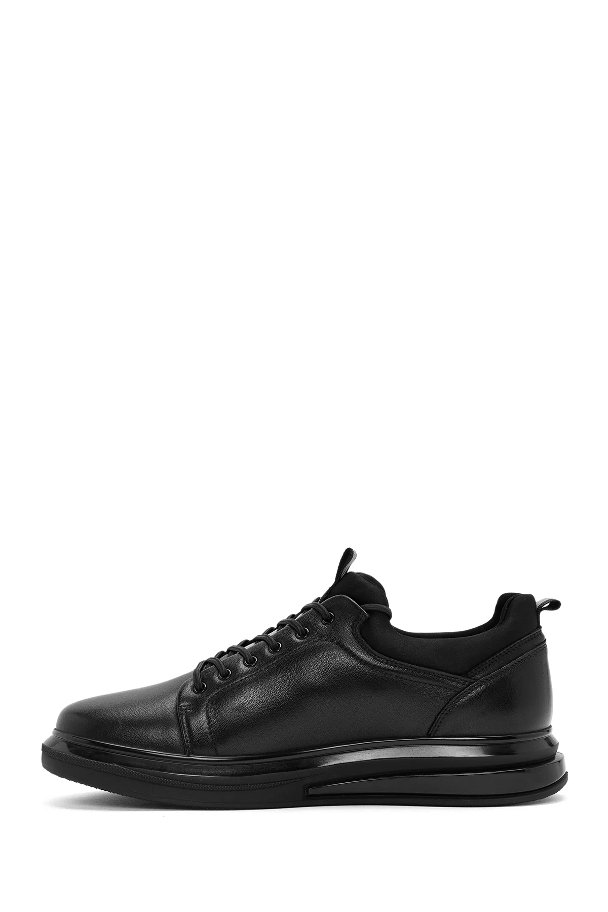 Erkek Siyah Bağcıklı Deri Sneaker - Image 2