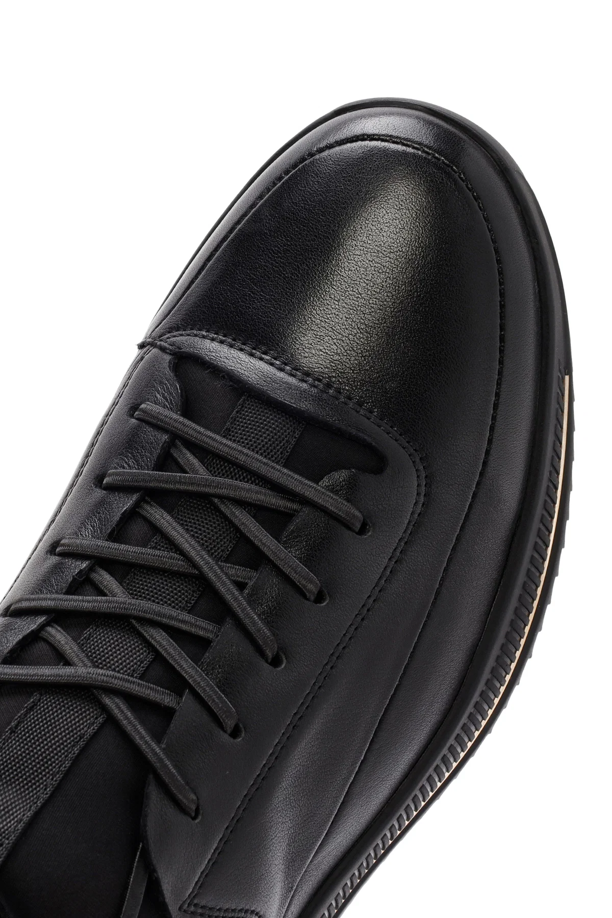 Erkek Siyah Bağcıklı Deri Sneaker - Image 10