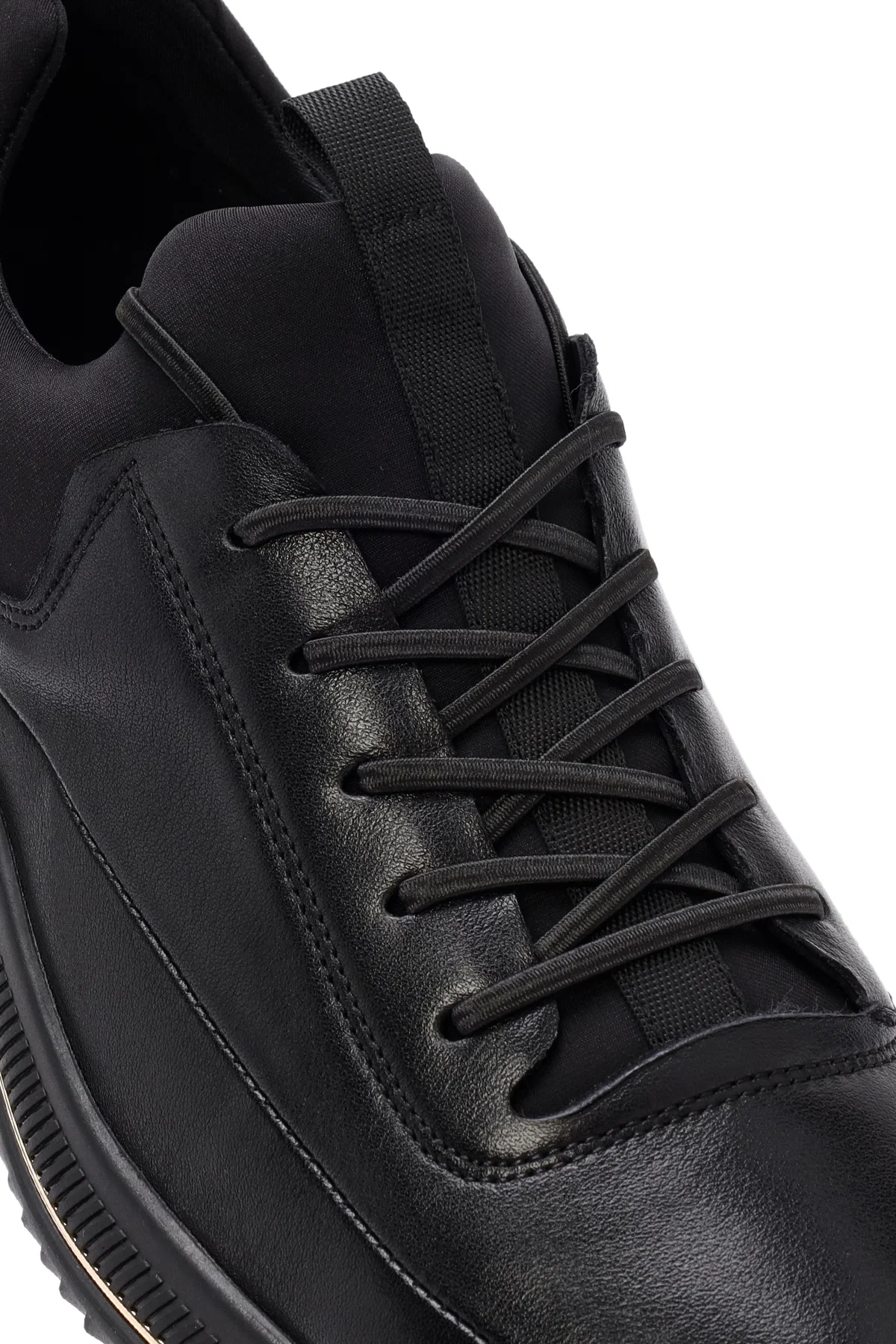 Erkek Siyah Bağcıklı Deri Sneaker - Image 9