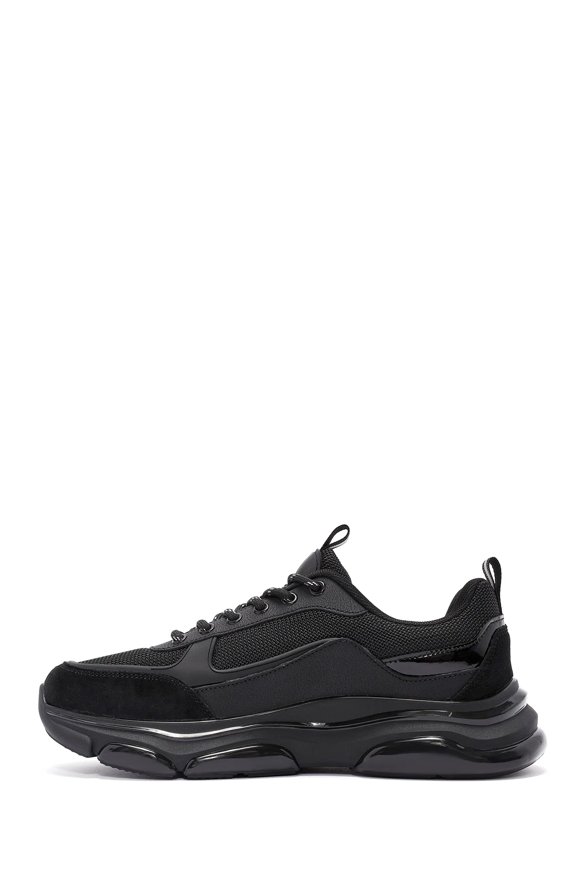 Erkek Siyah Bağcıklı Deri Sneaker - Image 2