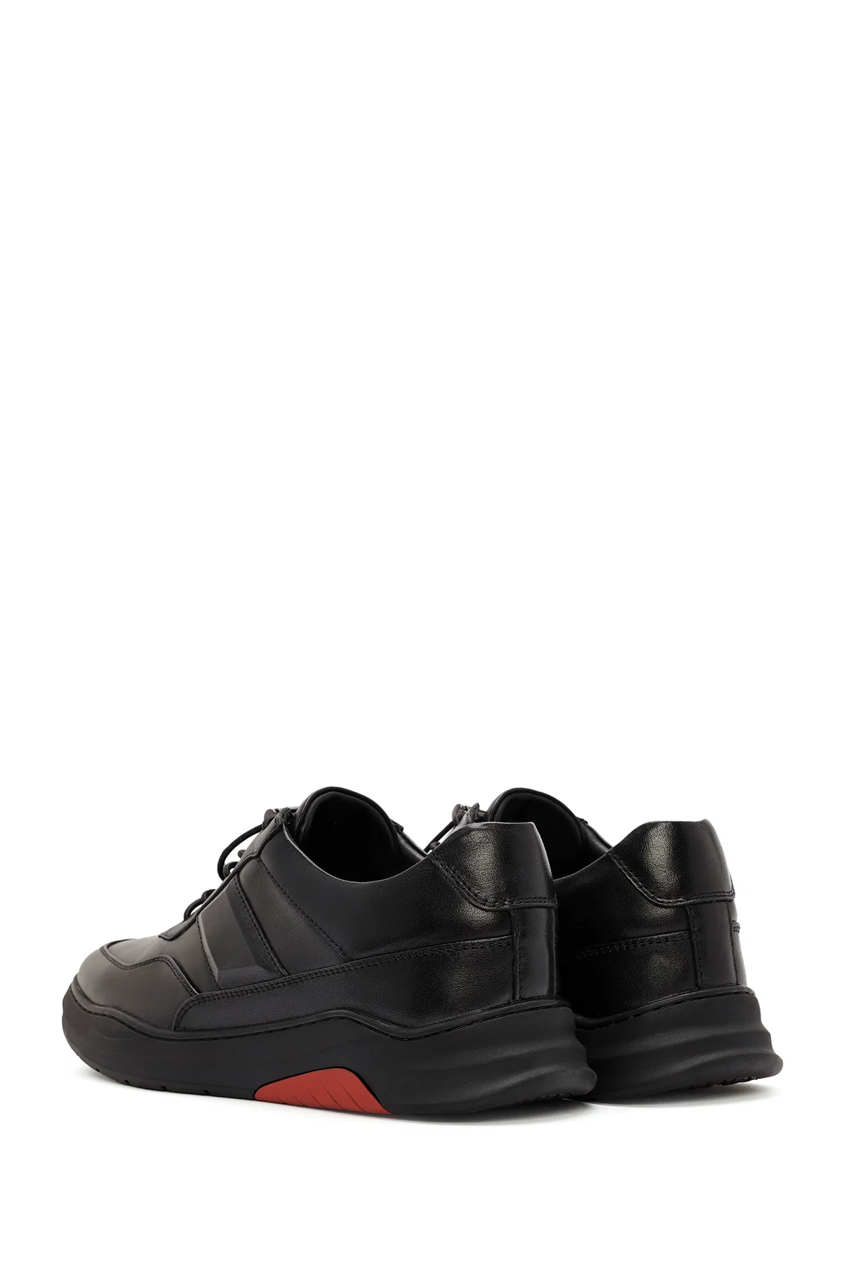 Erkek Siyah Bağcıklı Deri Sneaker - Image 5