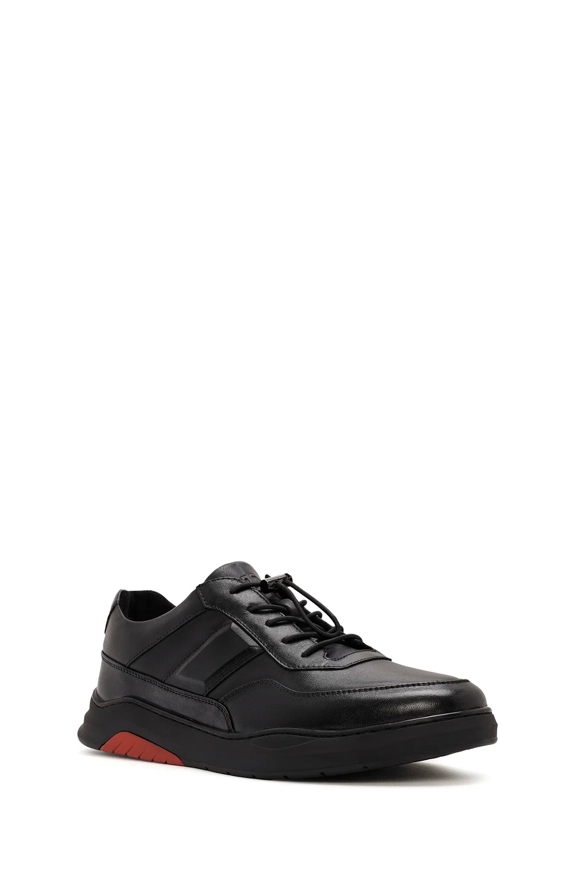 Erkek Siyah Bağcıklı Deri Sneaker - Image 6