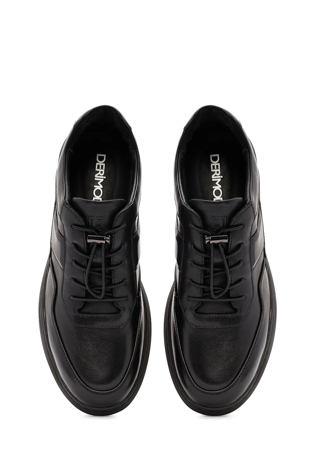 Erkek Siyah Bağcıklı Deri Sneaker - Image 7