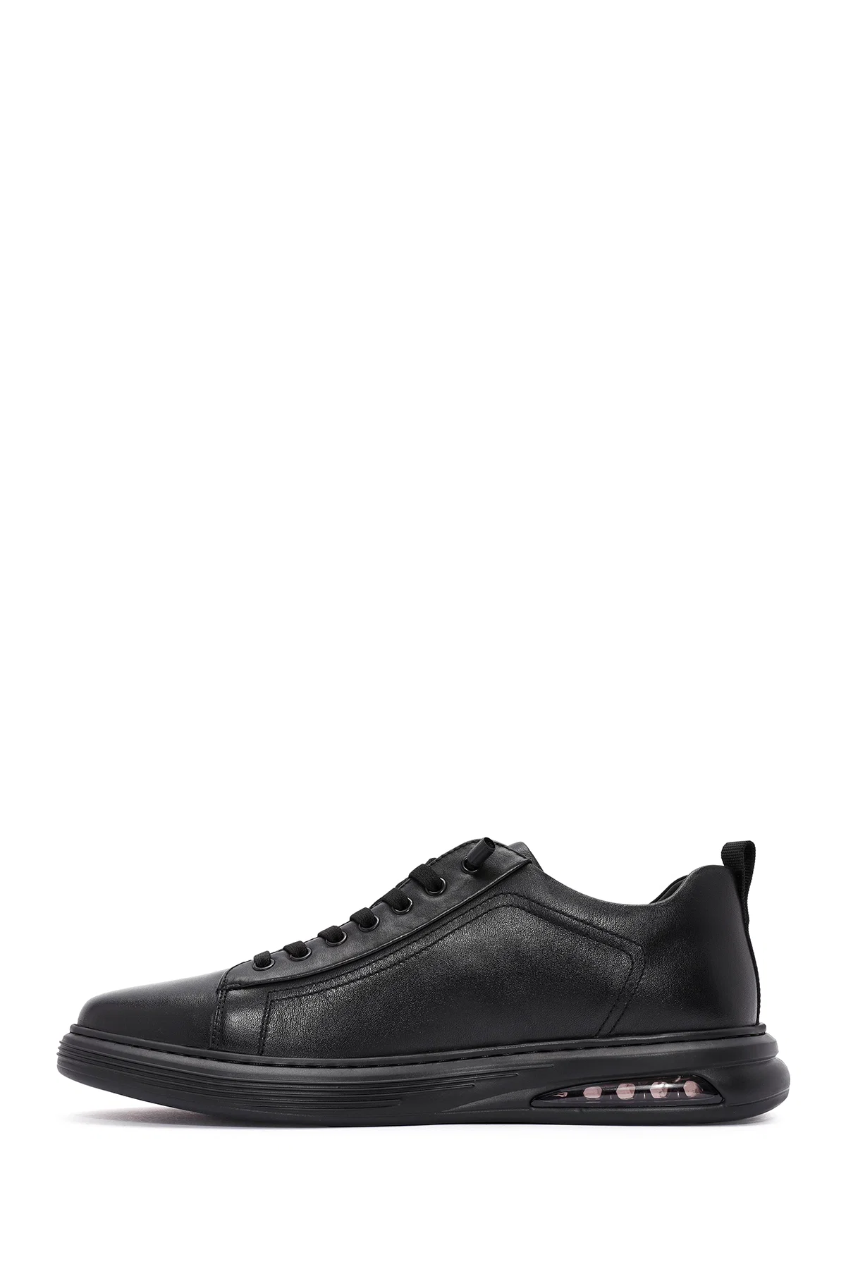 Erkek Siyah Bağcıklı Deri Sneaker - Image 2