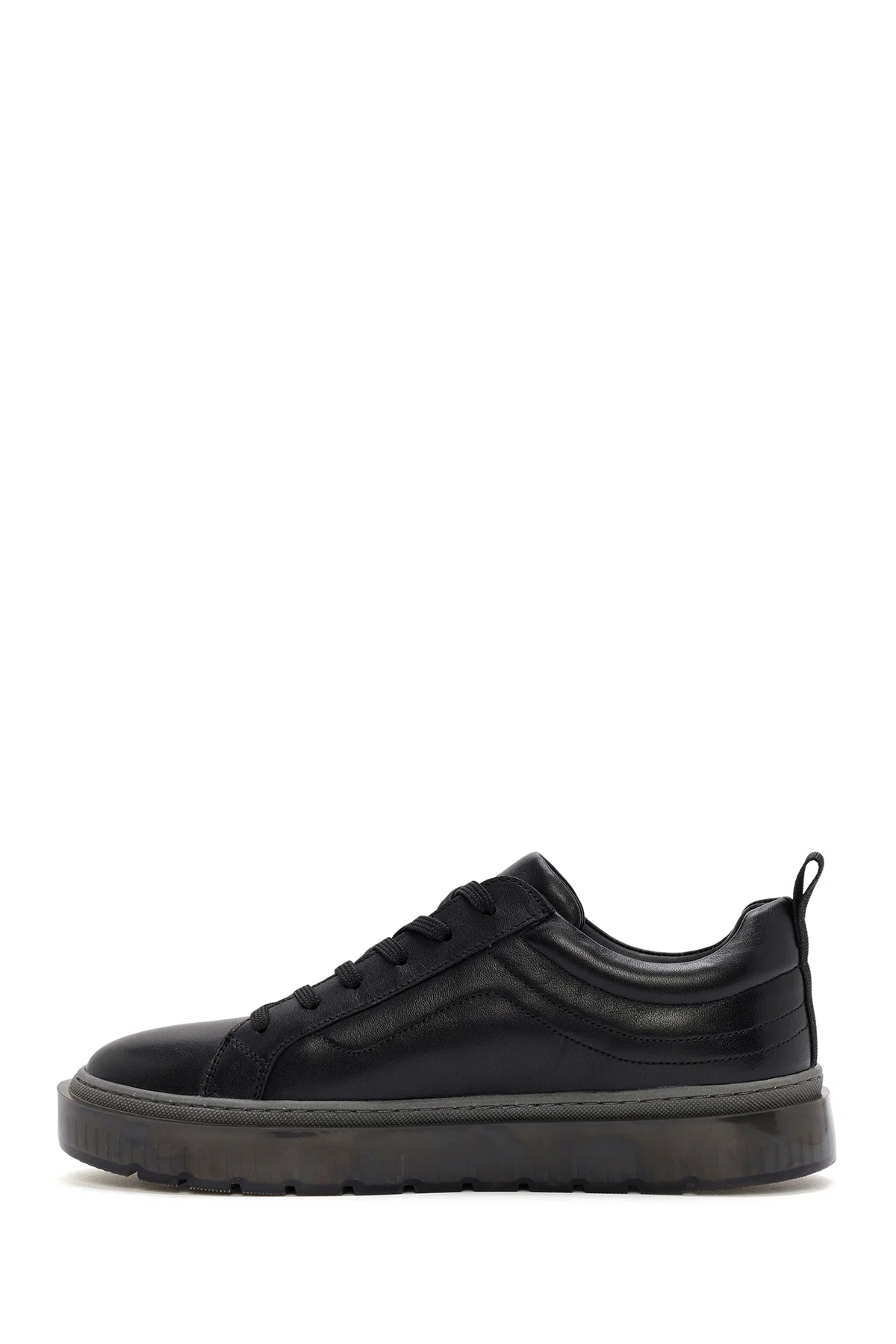 Erkek Siyah Bağcıklı Deri Sneaker - Image 2