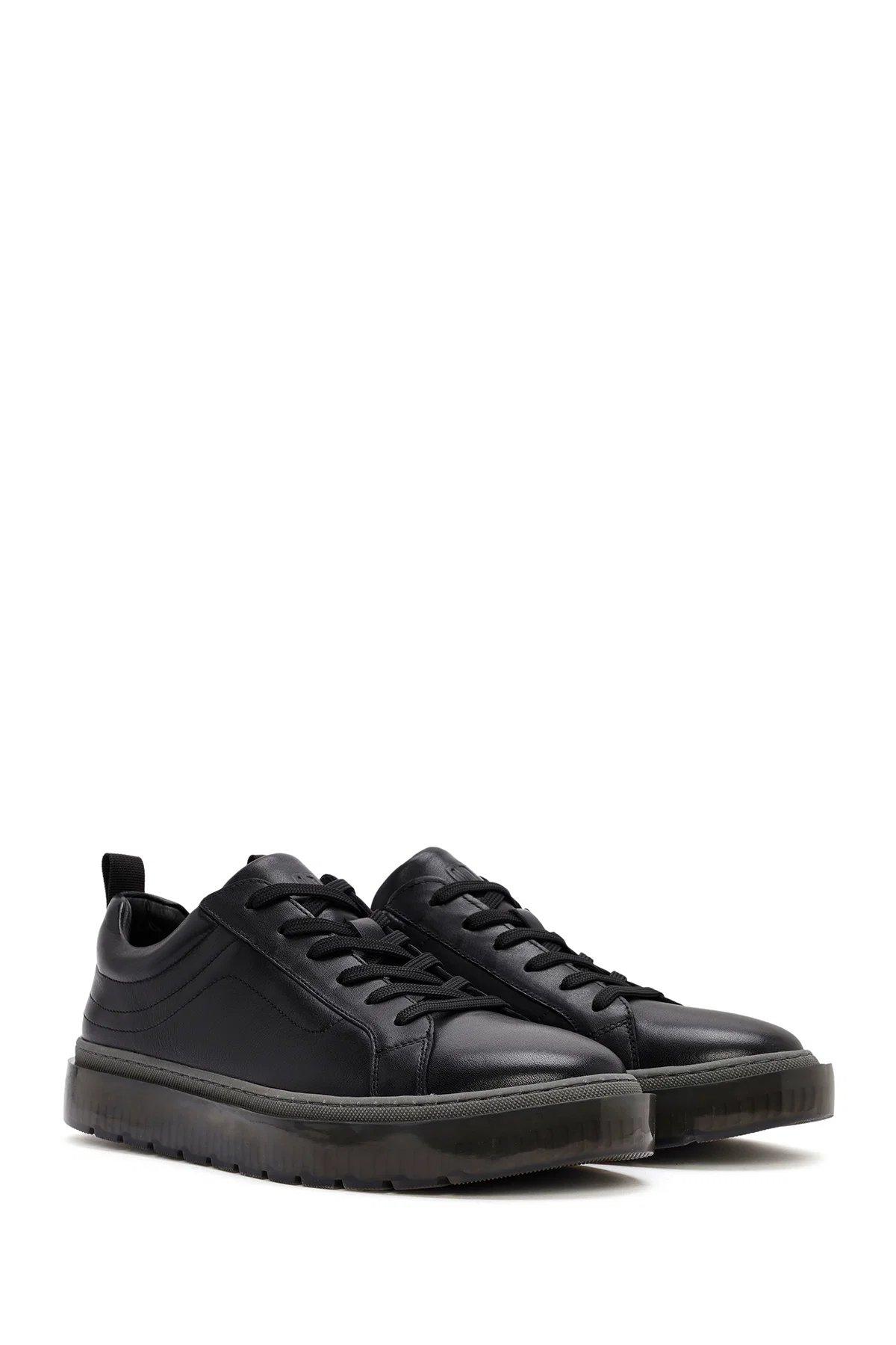 Erkek Siyah Bağcıklı Deri Sneaker - Image 3
