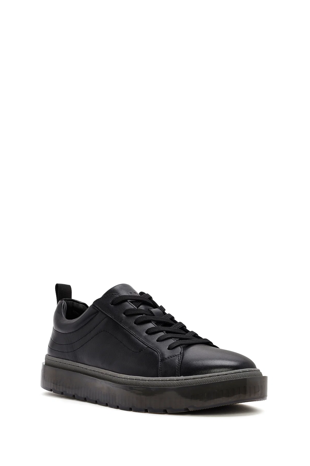 Erkek Siyah Bağcıklı Deri Sneaker - Image 6