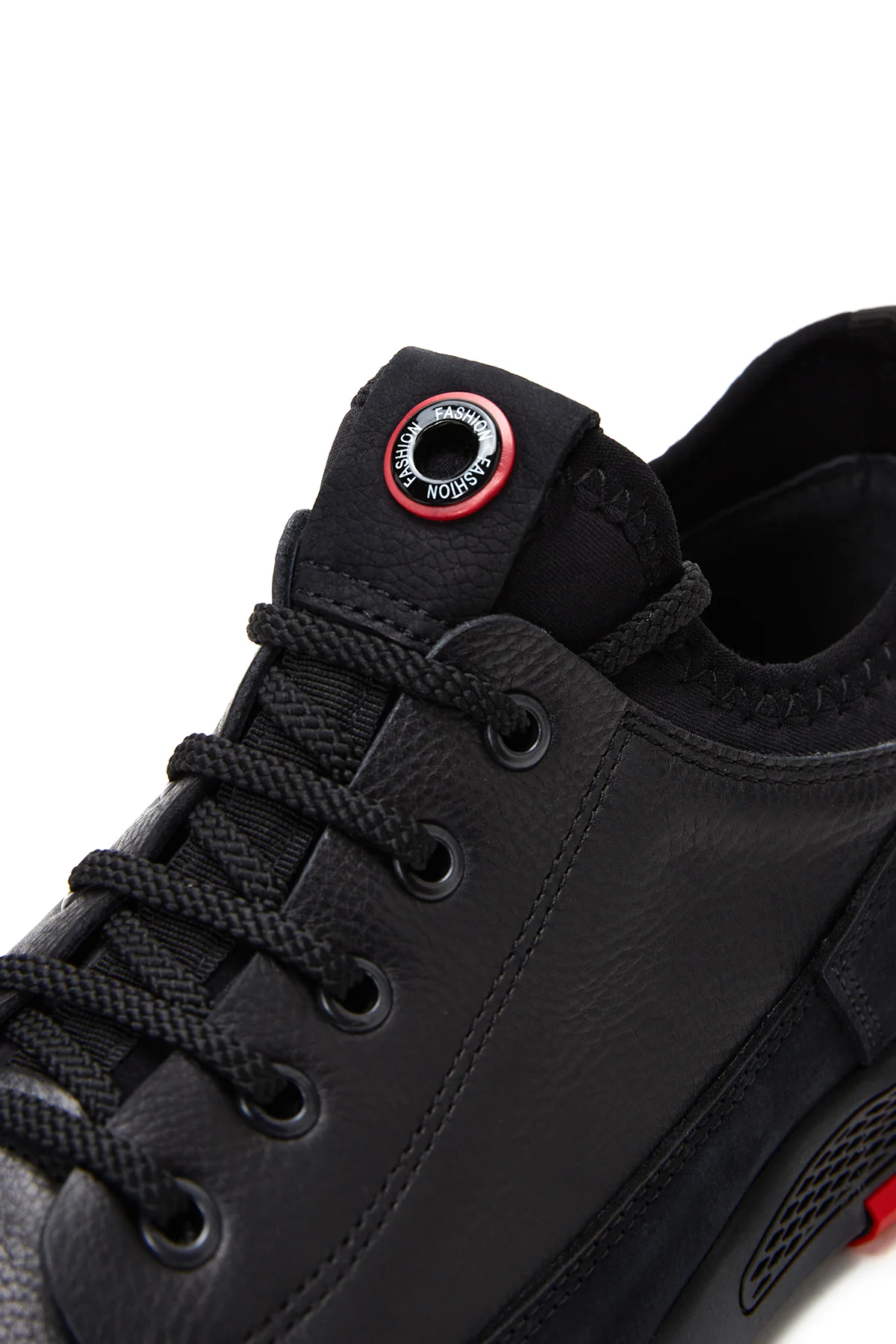 Erkek Siyah Bağcıklı Deri Sneaker - Image 7