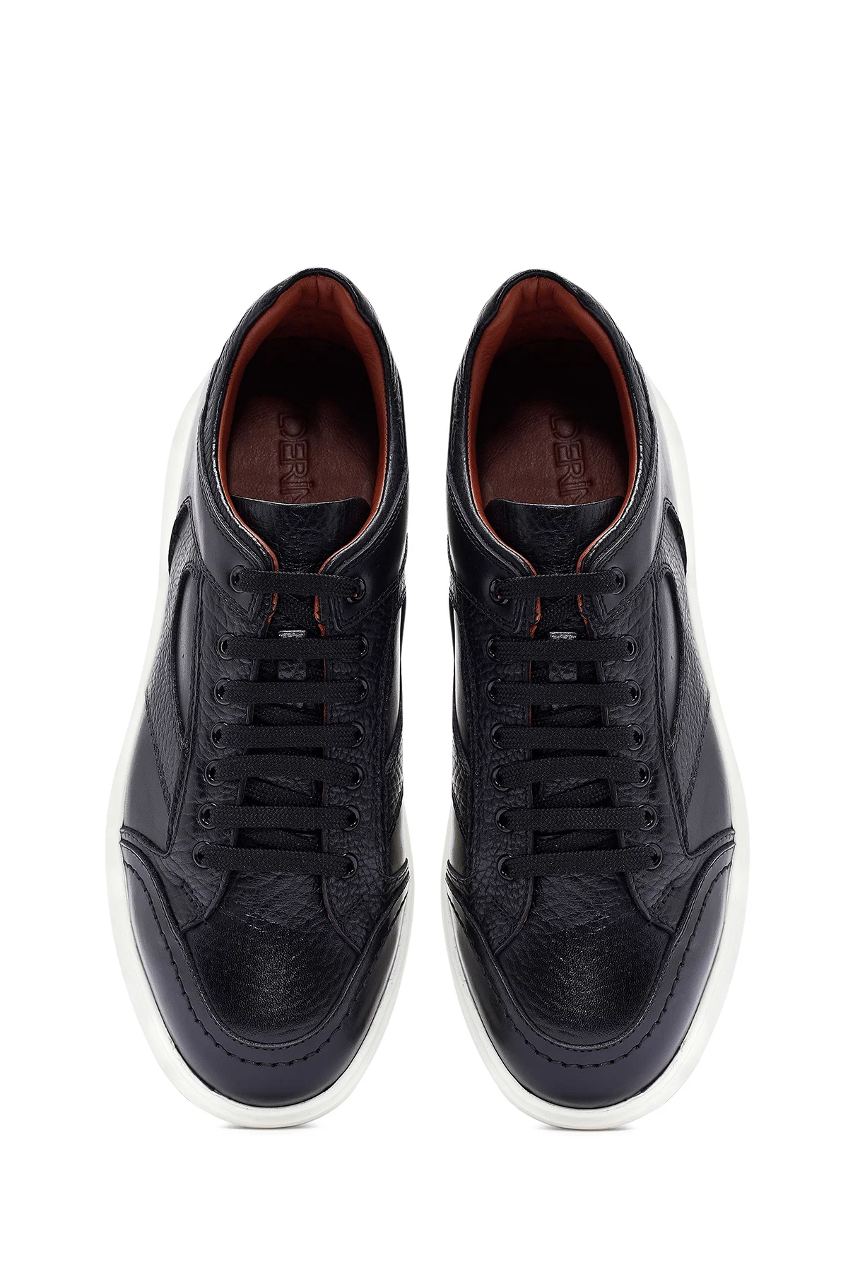 Erkek Siyah Bağcıklı Deri Sneaker - Image 7
