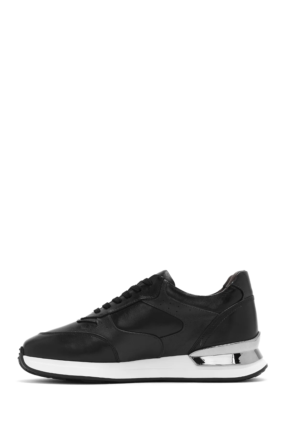 Erkek Siyah Bağcıklı Deri Sneaker - Image 2