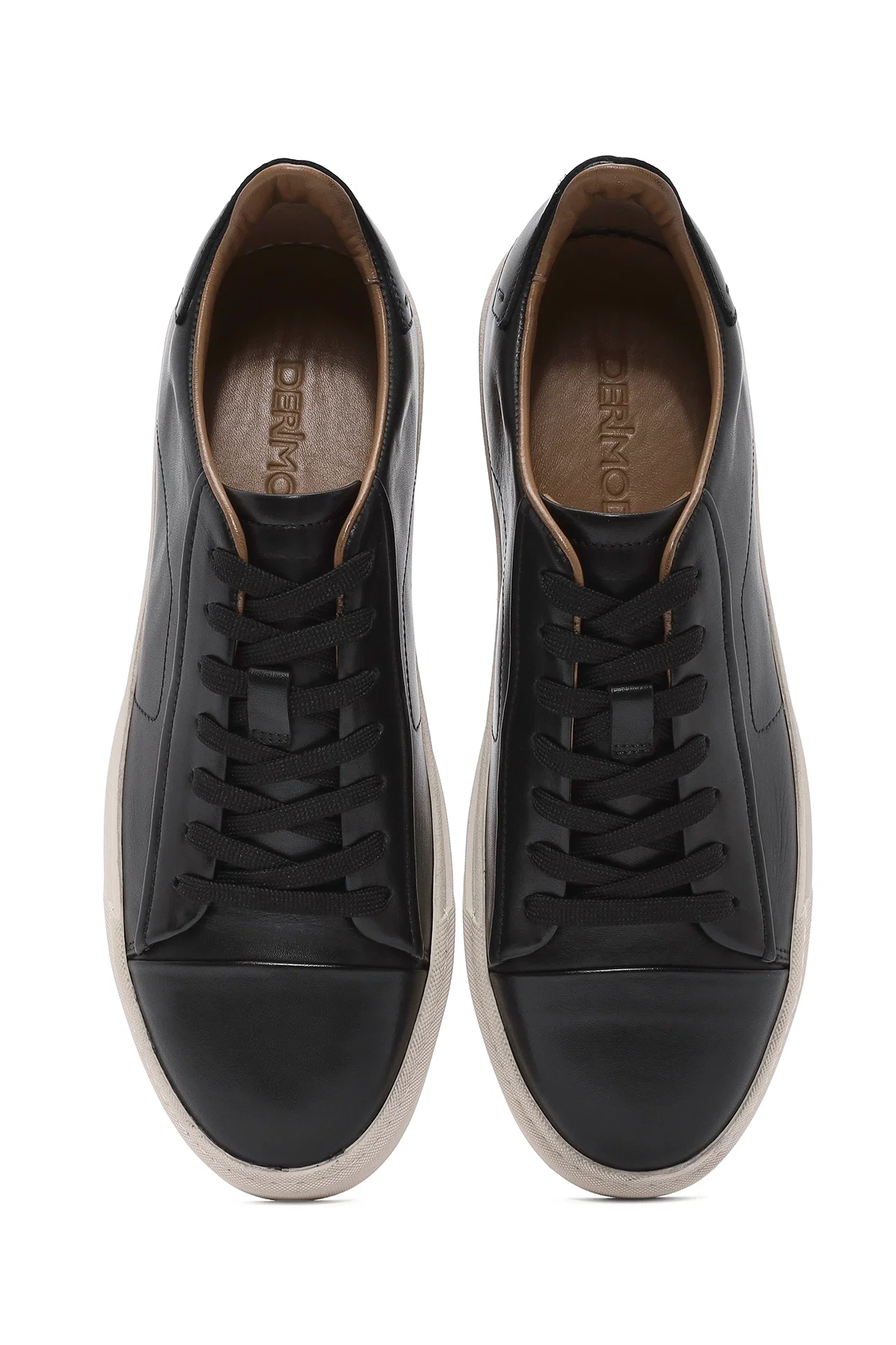 Erkek Siyah Bağcıklı Deri Sneaker - Image 7
