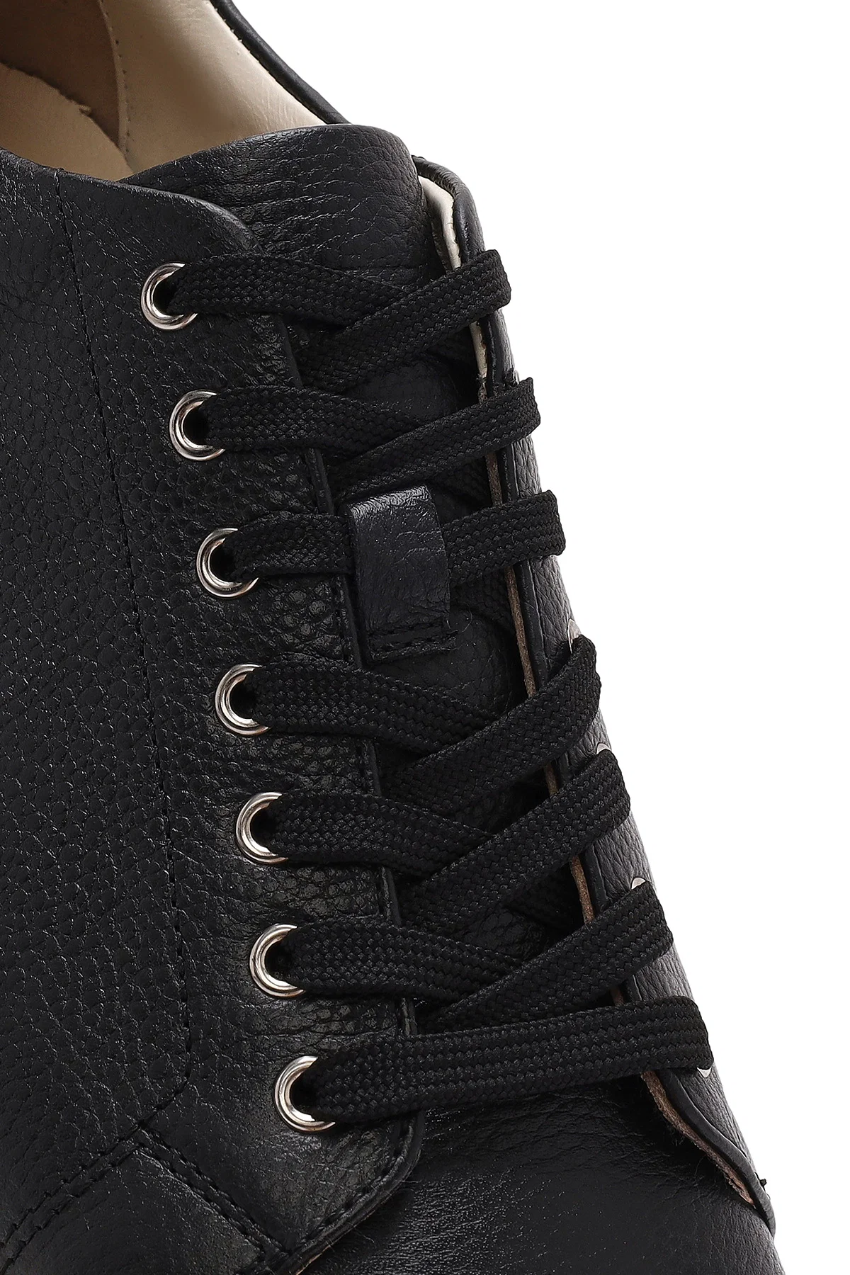 Erkek Siyah Bağcıklı Deri Sneaker - Image 8
