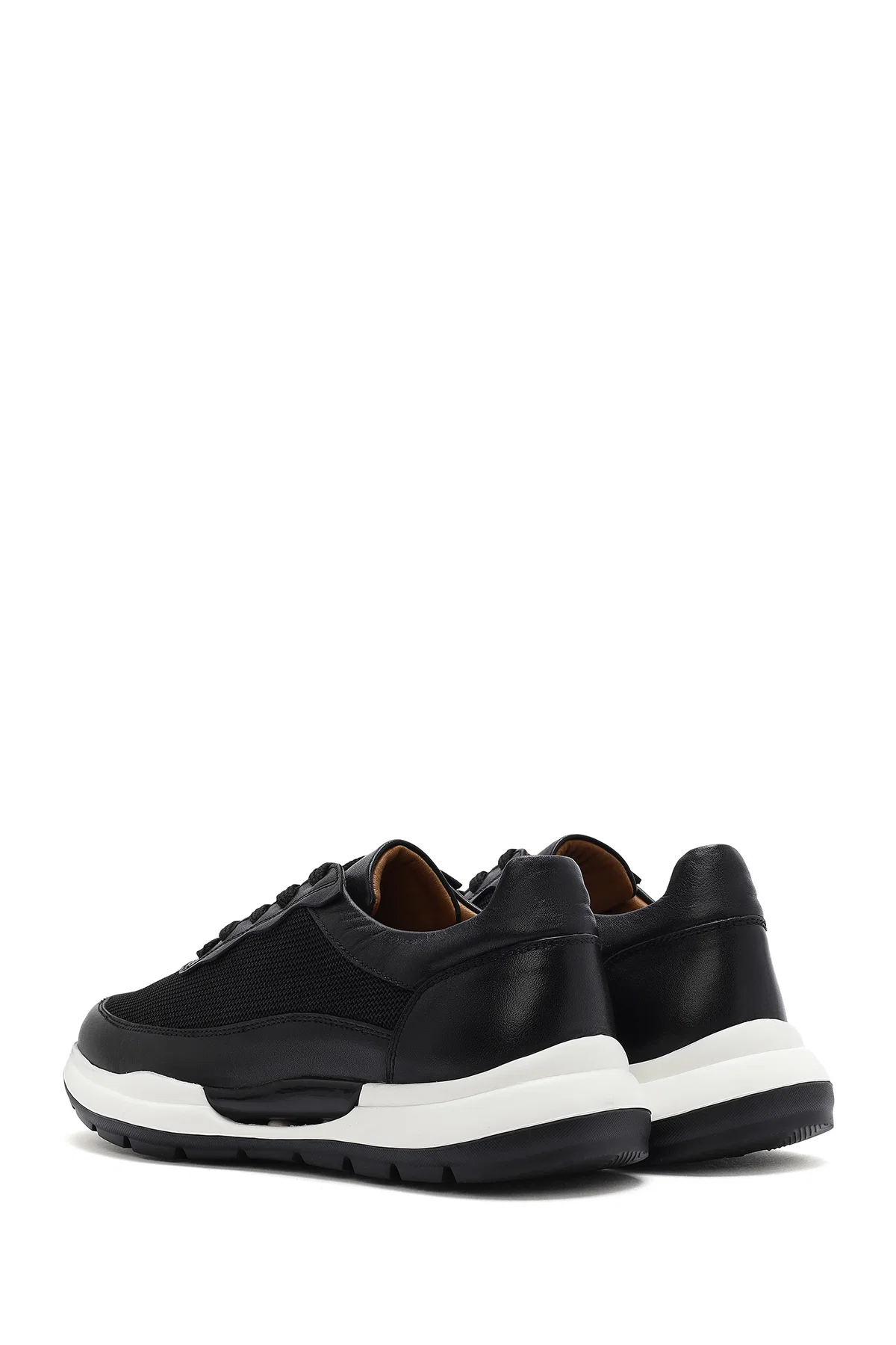 Erkek Siyah Bağcıklı Deri Sneaker - Image 5